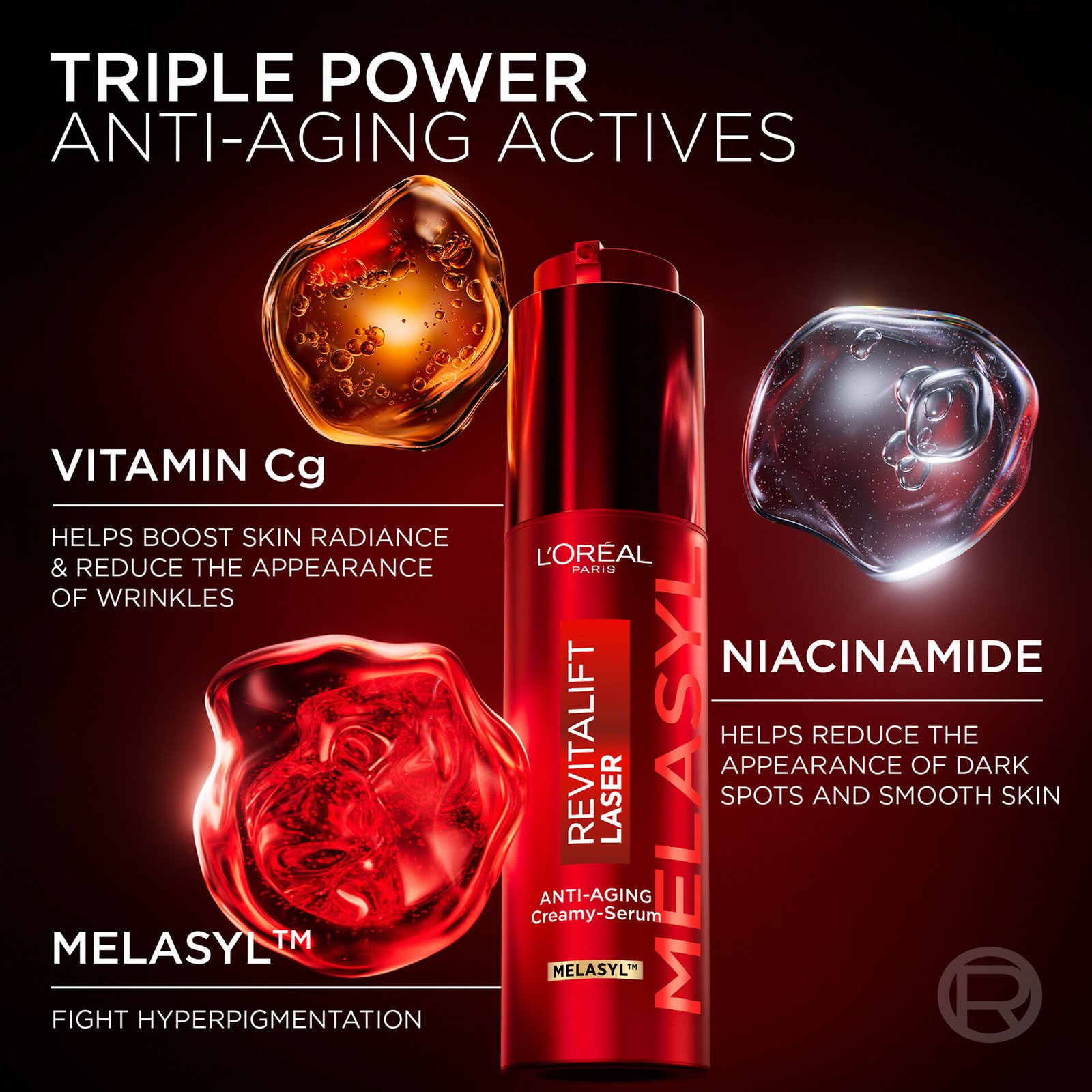 L’Oréal Paris Revitalift Laser Triple Laser Anti-Ageing Creamy Serum rynkor fläckar lyster 50 ml