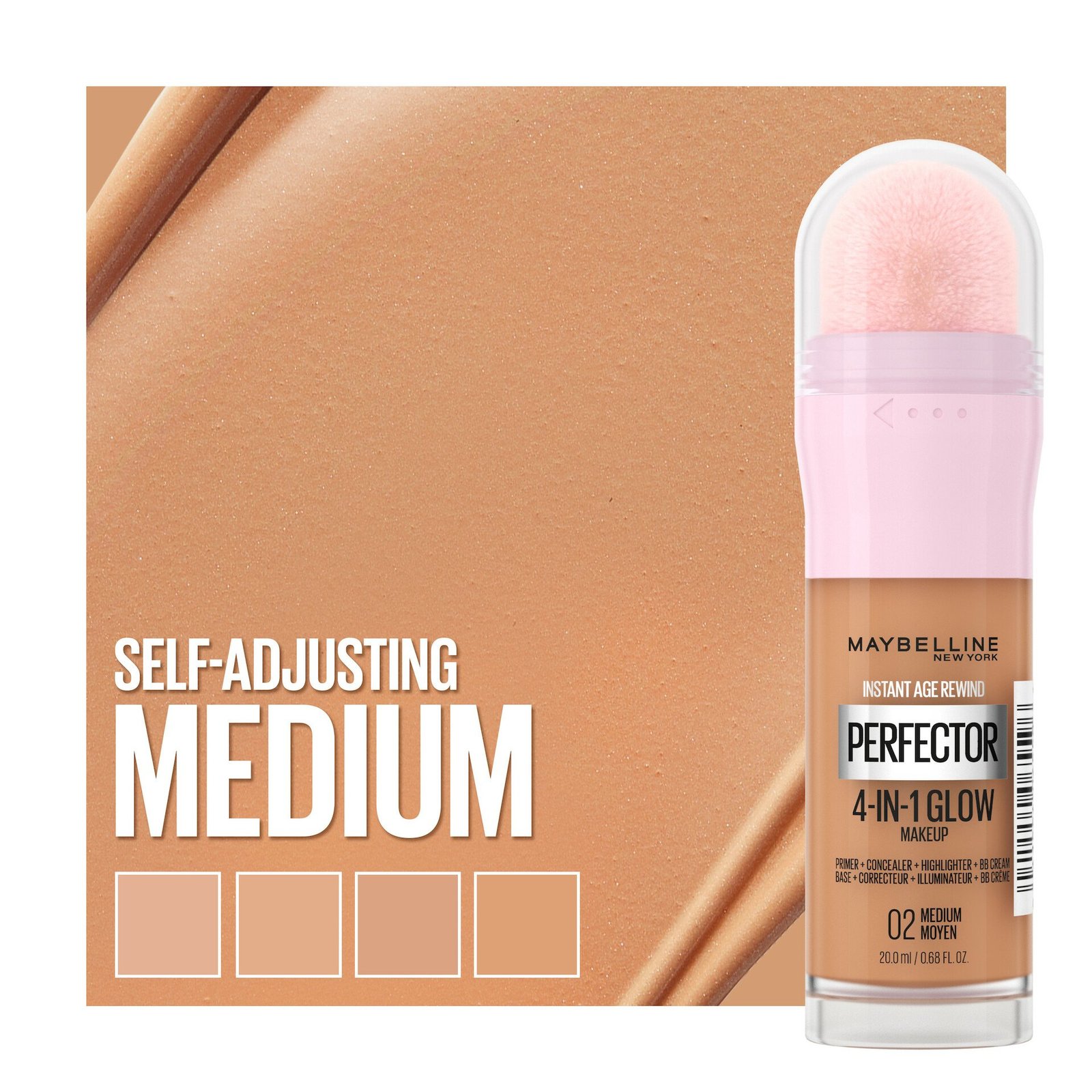 Maybelline New York Instant Perfector 4-in-1 Glow Makeup Foundation 02 Medium