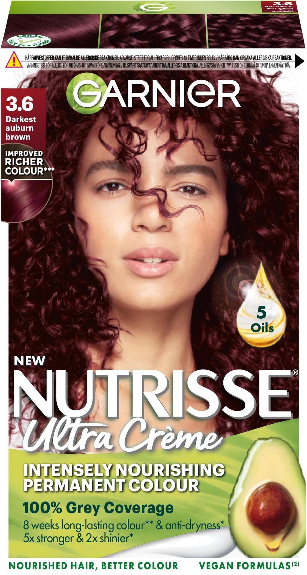 Garnier Nutrisse Ultra Créme Permanent Hårfärg för normalt hår 3.6 Darkest Auburn Brown 1 st