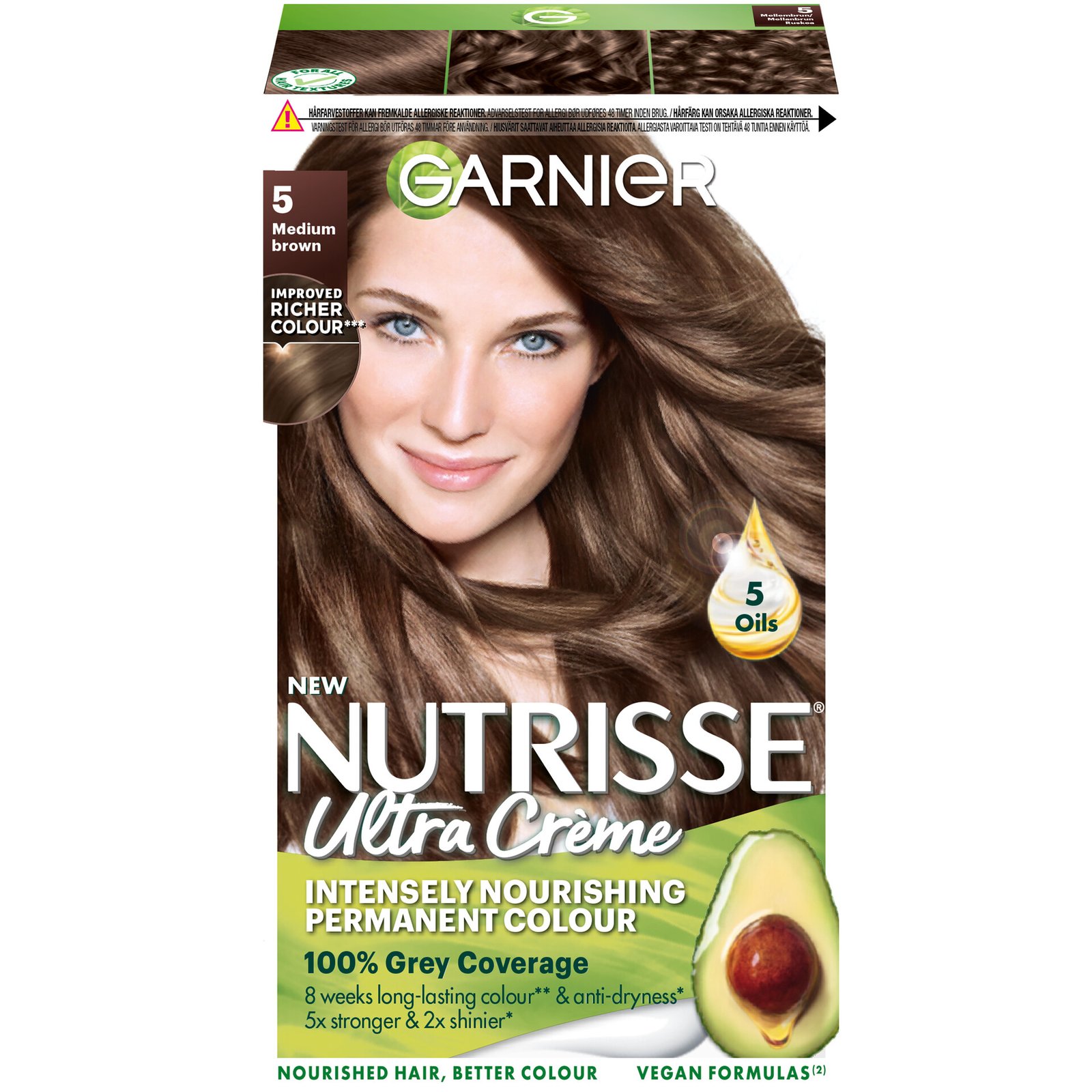 Garnier Nutrisse Ultra Créme Permanent Hårfärg för normalt hår 5 Medium Brown 1 st