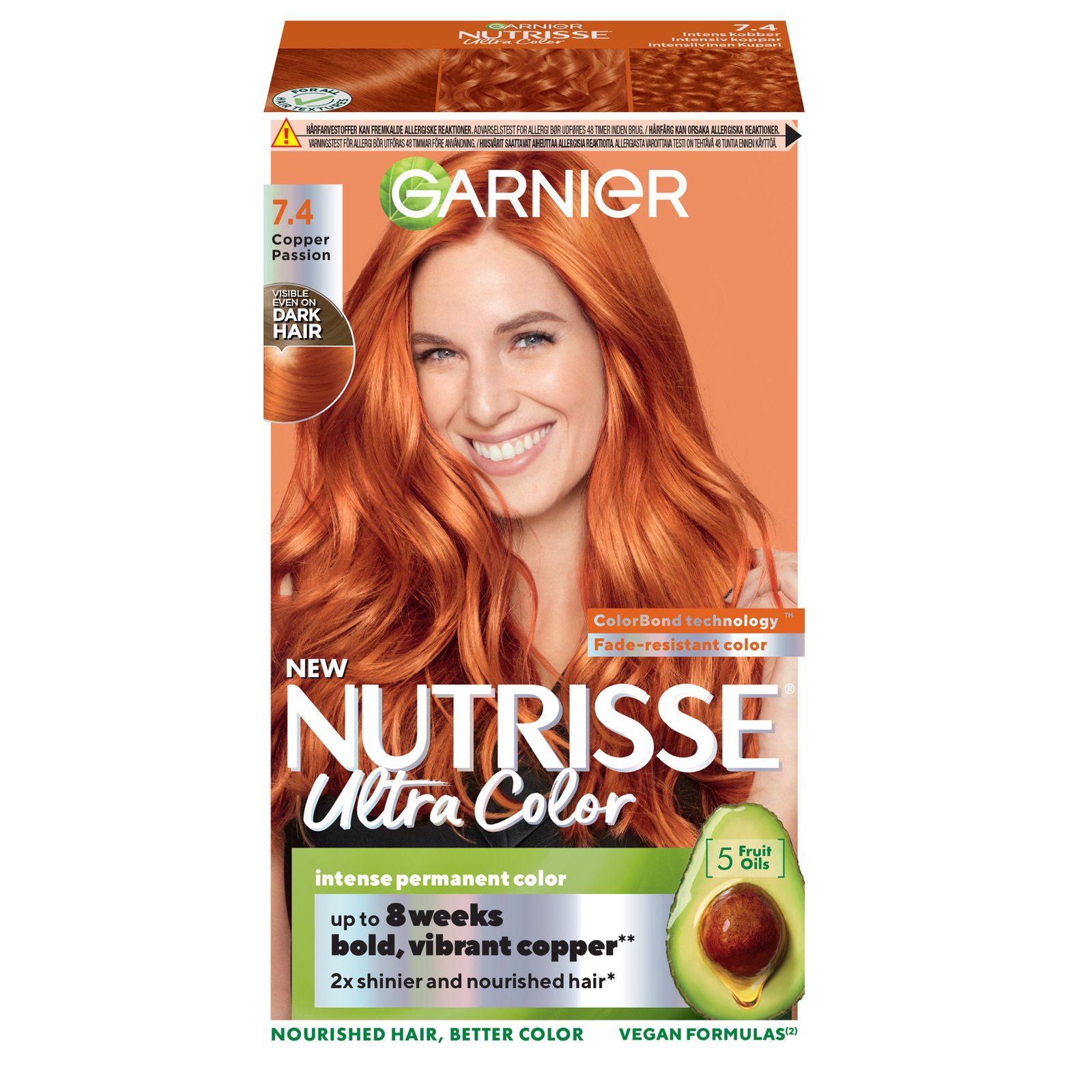 Garnier Nutrisse Ultra Color Permanent Hårfärg för normalt hår 7.4 Copper Passion 1 st