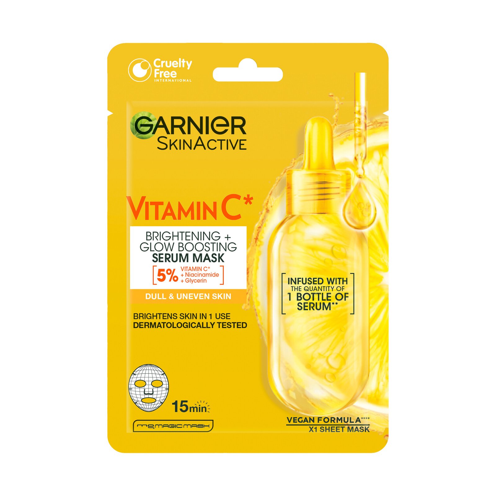 Garnier SkinActive Vitamin C Sheet Mask Super Hydrating + Brightening 28g
