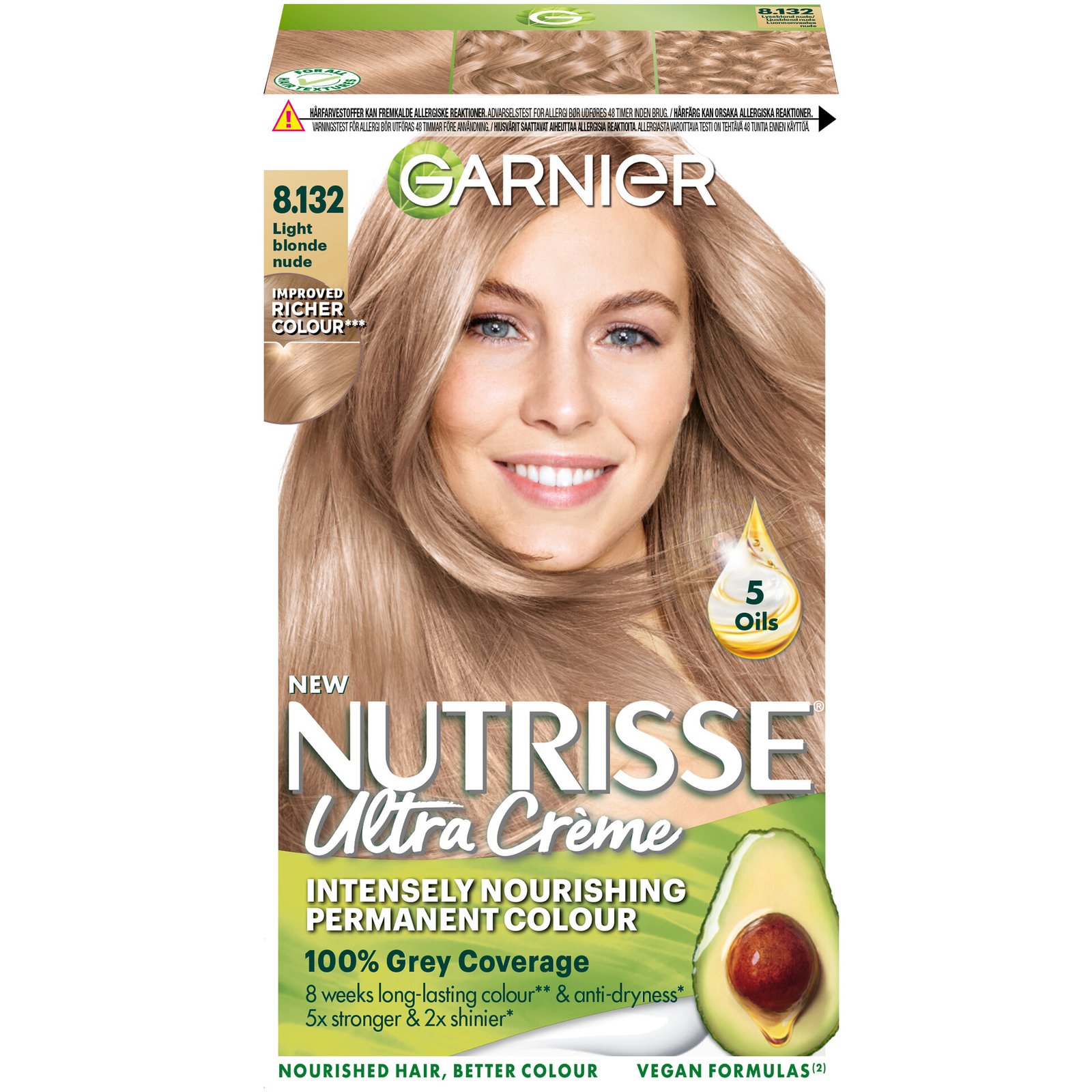 Garnier Nutrisse Ultra Créme Permanent Hårfärg för normalt hår 8.132 Light Blonde Nude 1 st