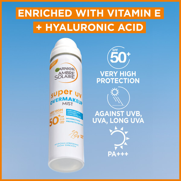 Garnier Ambre Solaire Super UV Over Makeup Protection Mist with Hyaluronic Acid SPF50+  75 ml