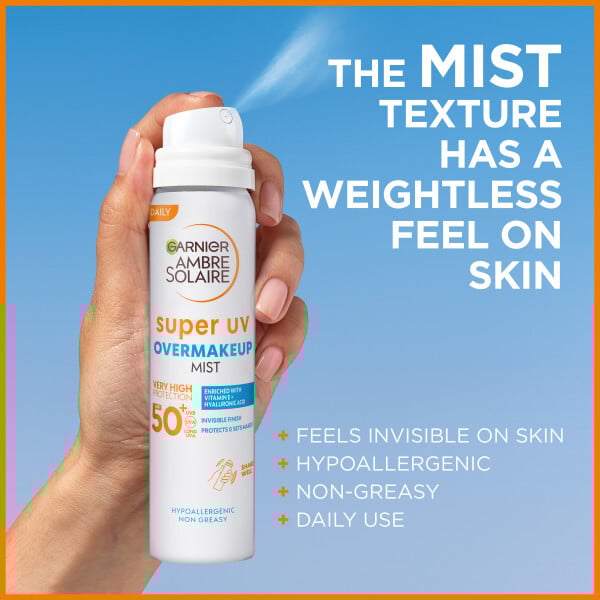 Garnier Ambre Solaire Super UV Over Makeup Protection Mist with Hyaluronic Acid SPF50+  75 ml