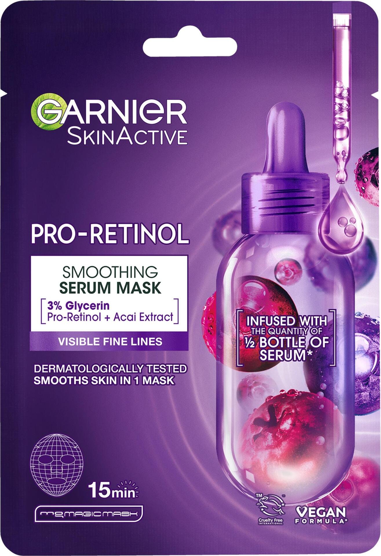Garnier SkinActive Pro-Retinol Smoothing Tissuemask för alla hudtyper 28 g