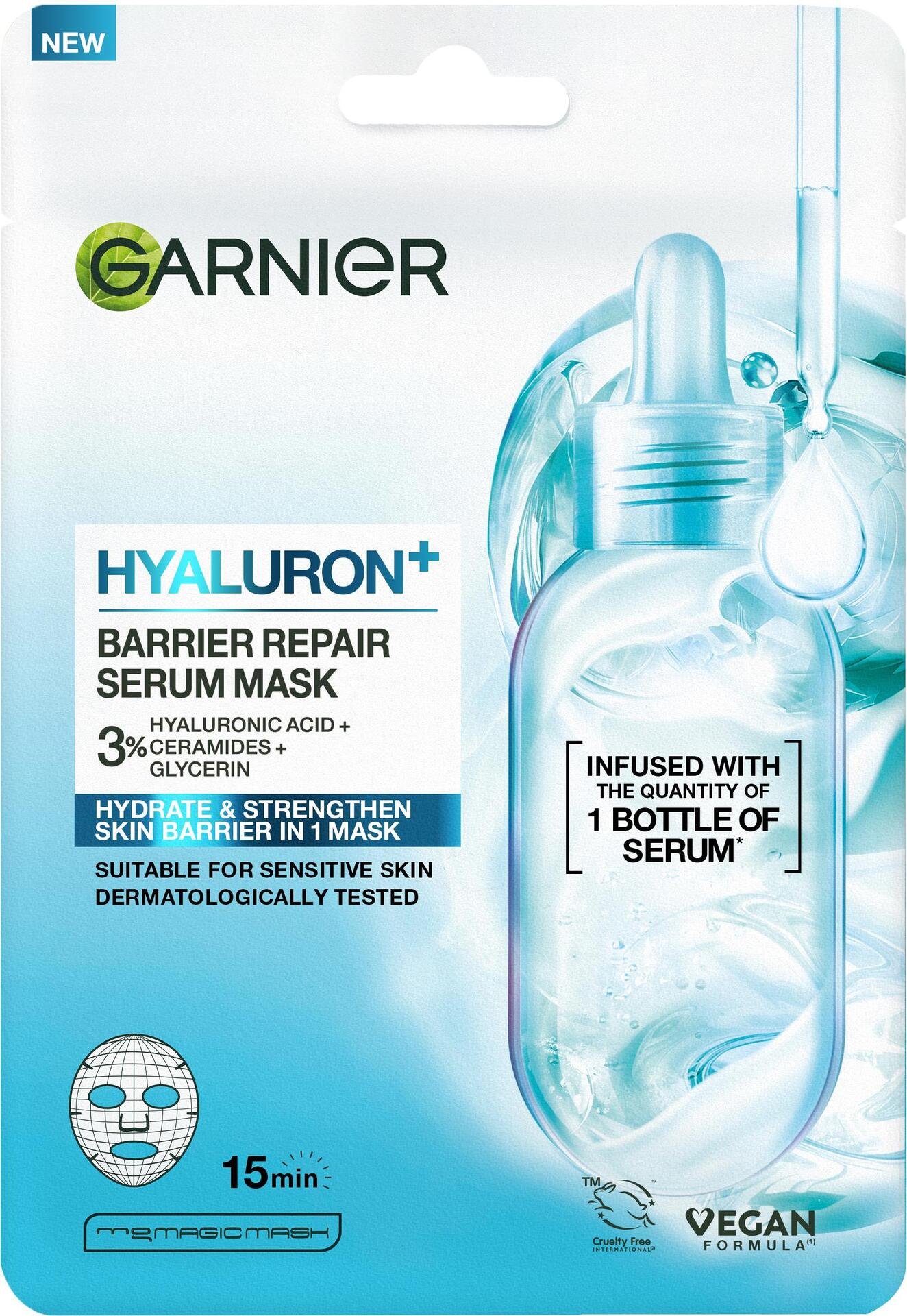 Garnier Hyaluron+ Barrier Repair Tissuemask för känslig hud 28 g