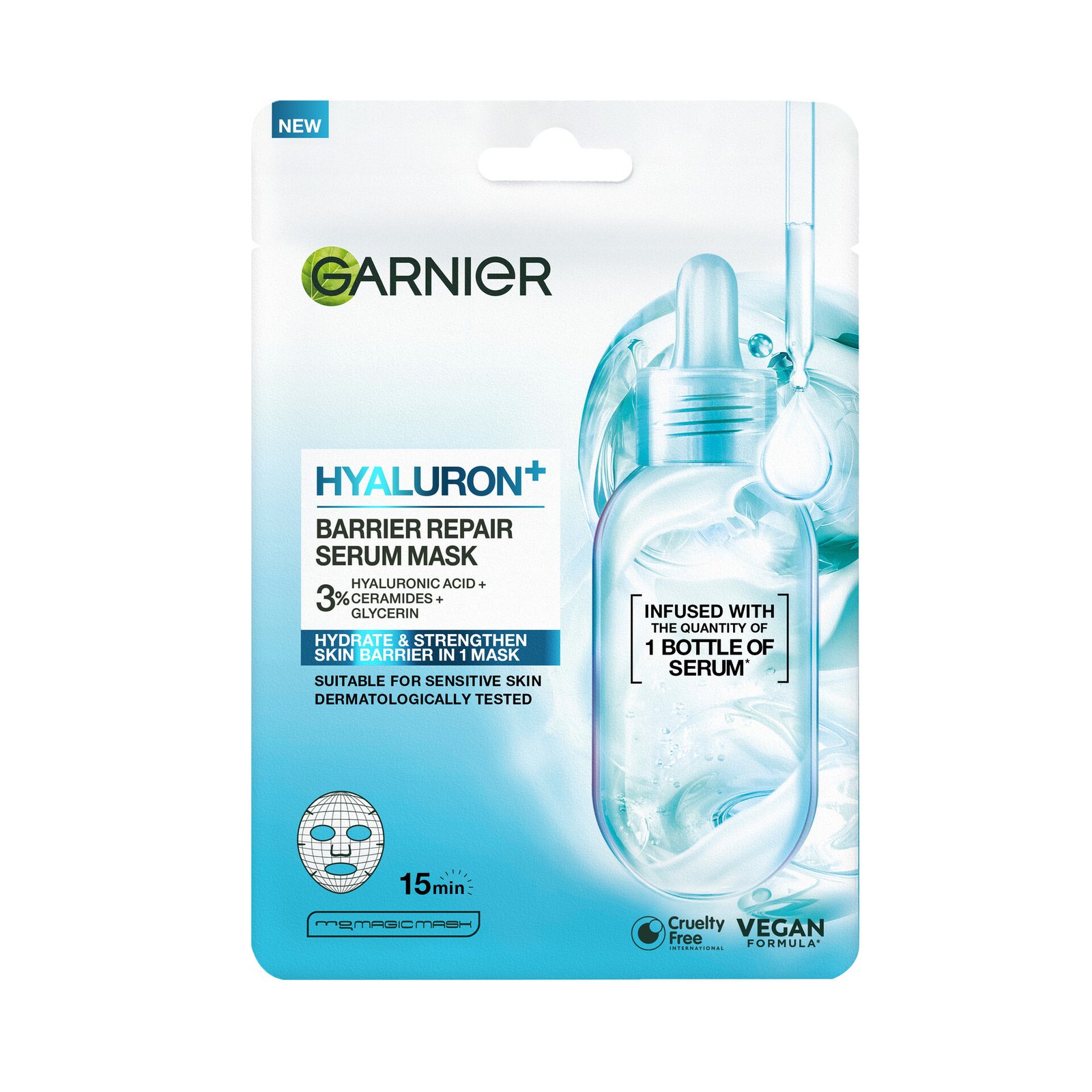 Garnier Hyaluron+ Barrier Repair Tissuemask för känslig hud 28 g