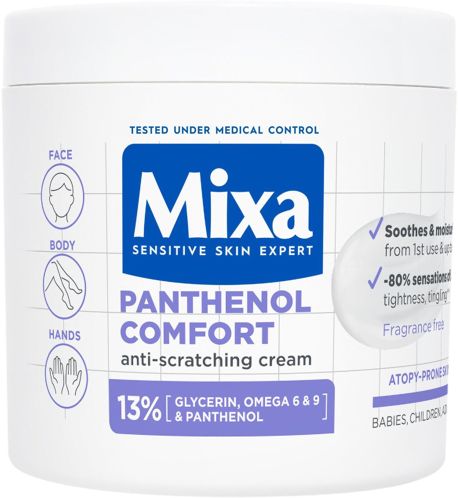 Mixa Panthenol Comfort Kräm för torr & känslig hud med tendens till atopi 400 ml