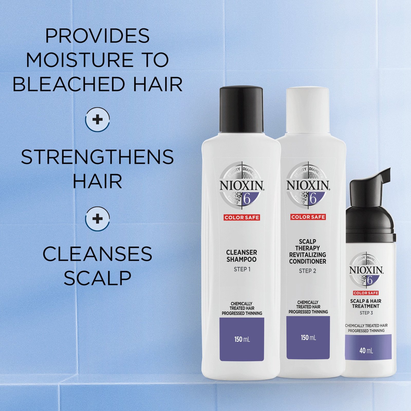 NIOXIN Hair System Kit 6 Märkbart Tunt & Kemiskt Behandlat Hår 340 ml