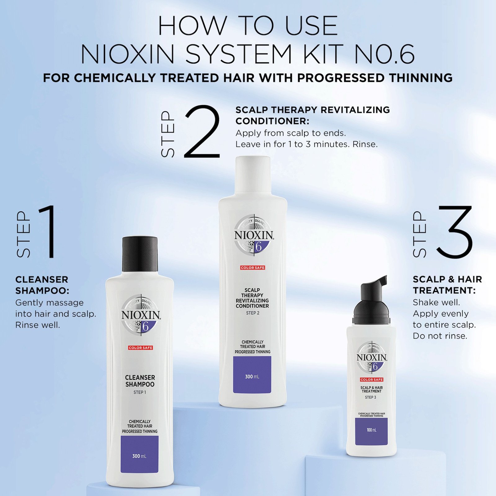 NIOXIN Hair System Kit 6 Märkbart Tunt & Kemiskt Behandlat Hår 340 ml