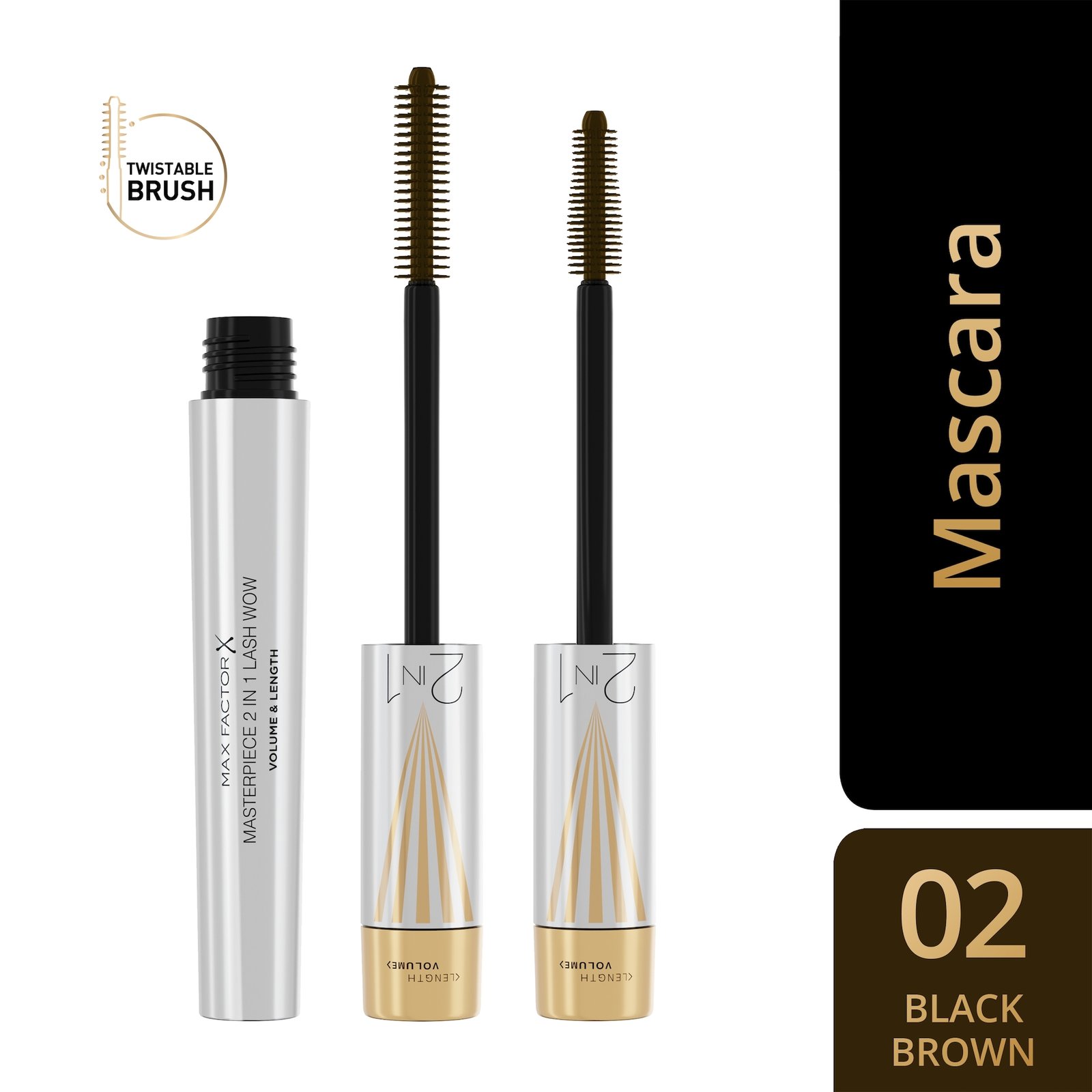 Max Factor Masterpiece 2in1 Black Brown Mascara 7g