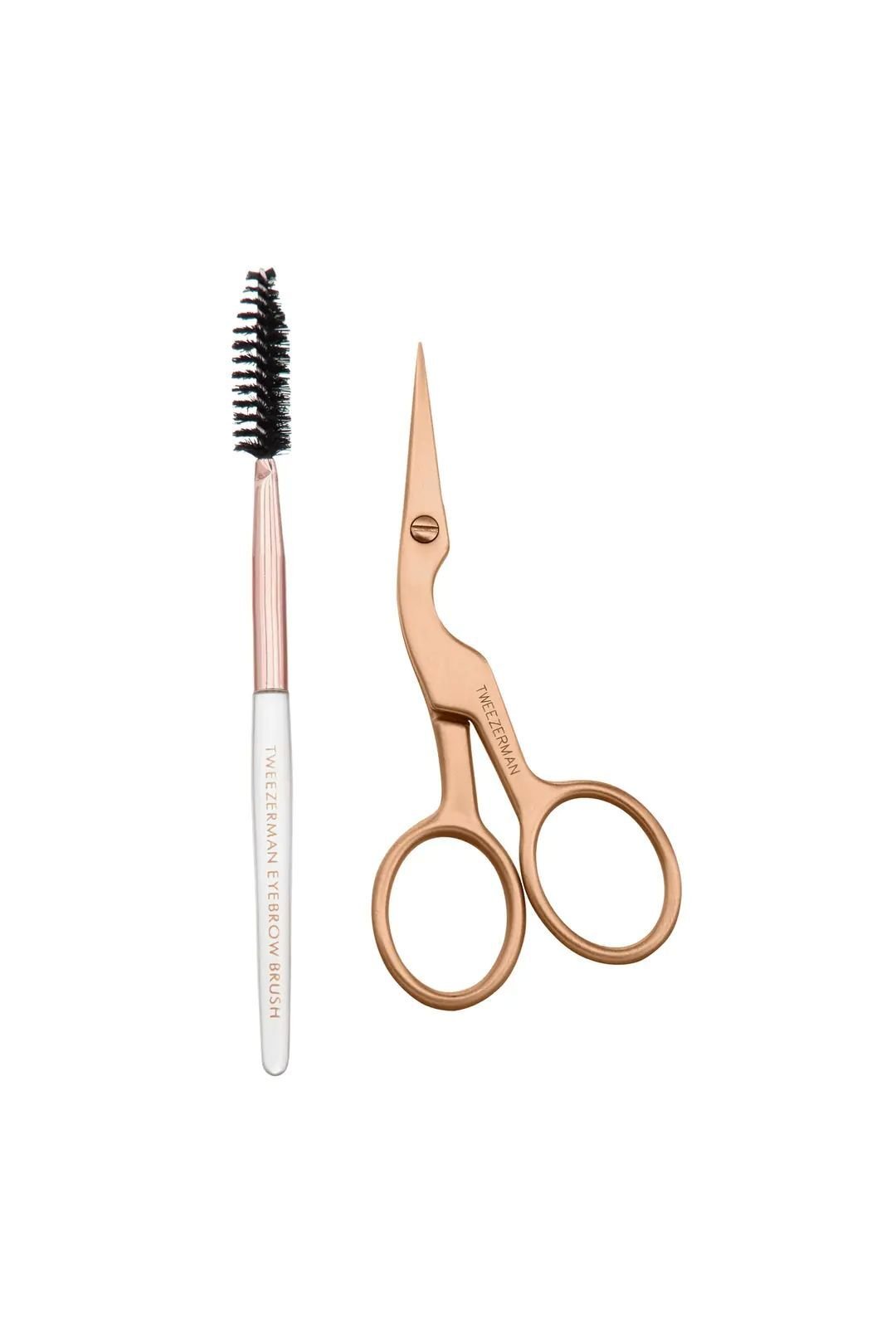 Tweezerman Retail Rose Gold Brow Shaping Scissors And Brush