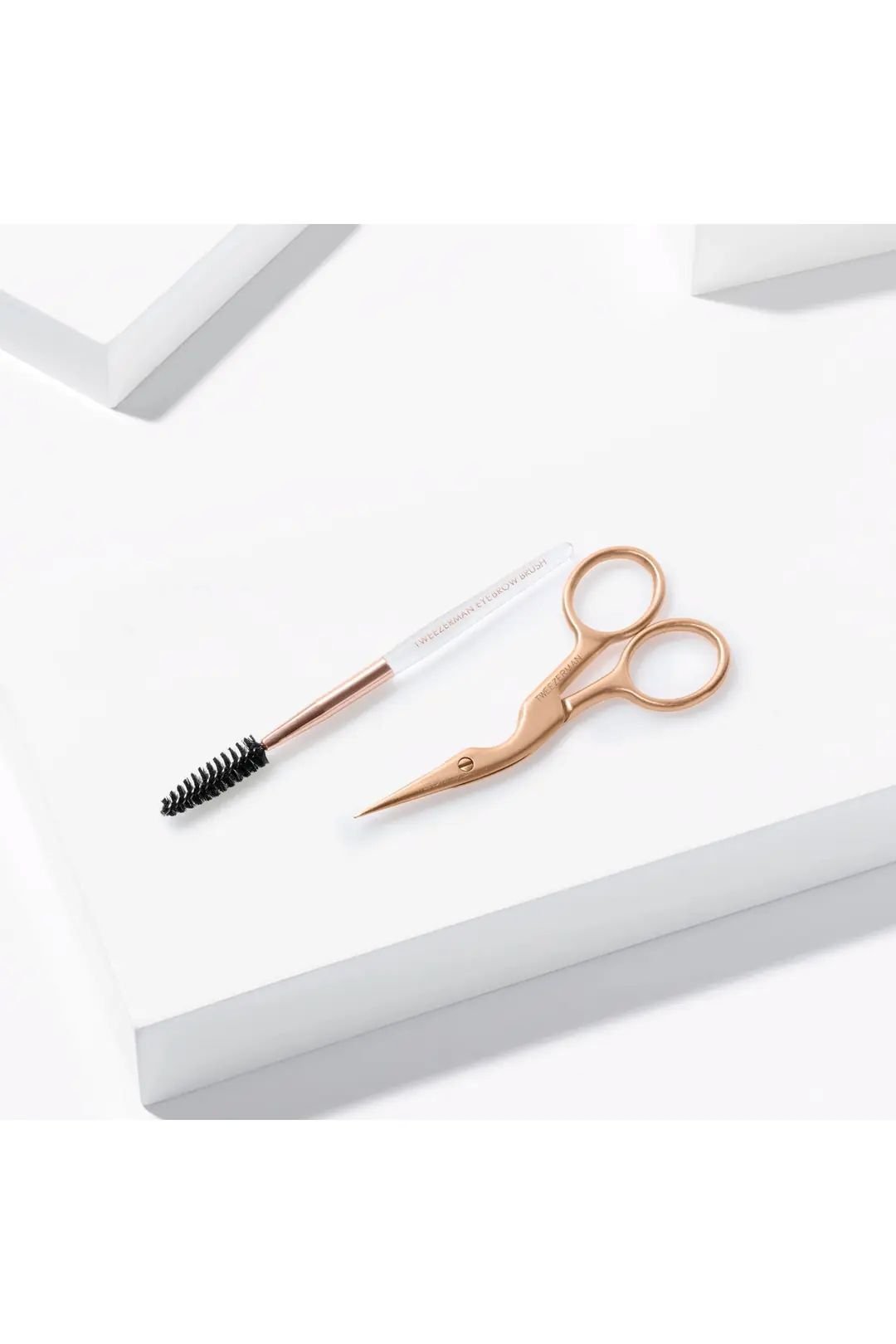 Tweezerman Retail Rose Gold Brow Shaping Scissors And Brush