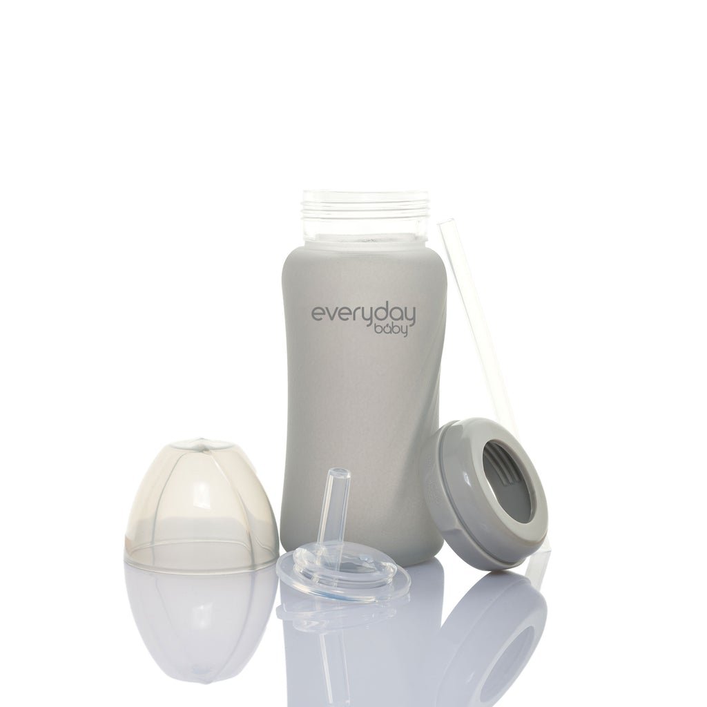 Everyday Baby Sugrörsflaska Glas Healthy+ Quiet Grey 240 ml
