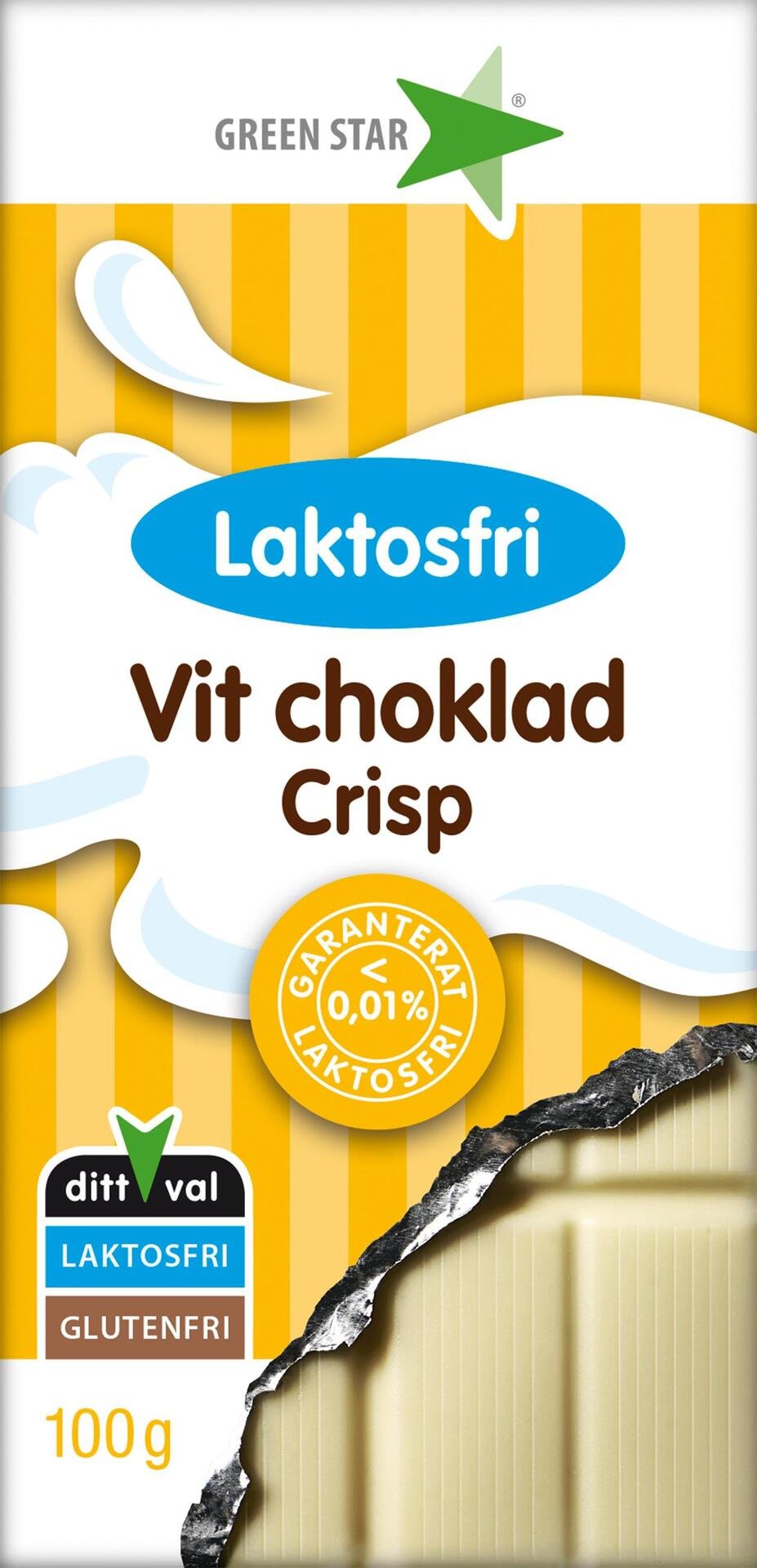 Green Star Vit chokladcrisp Laktosfri 100g