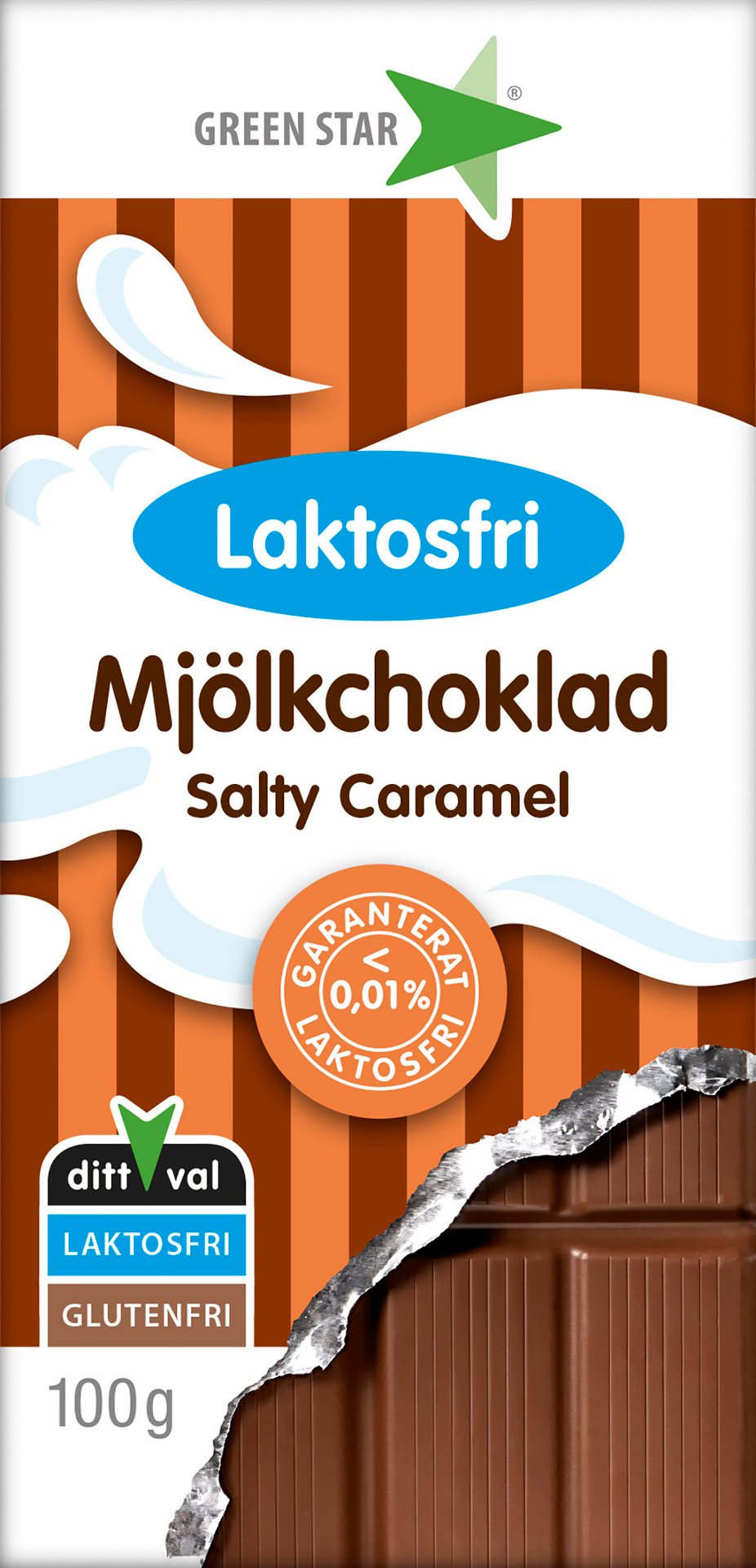 Green Star Mjölkchoklad Salt Caramel Laktosfri 100g