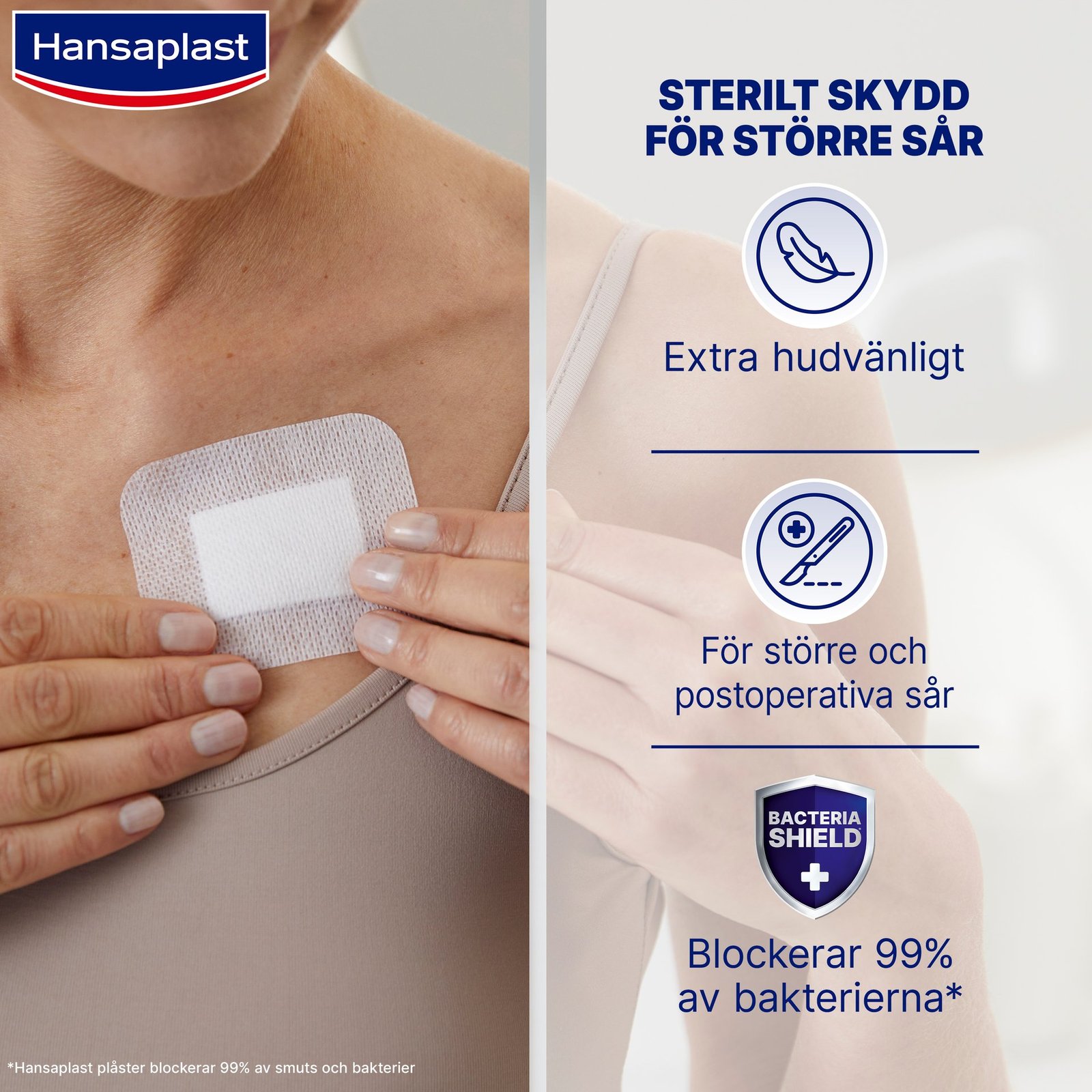 Hansaplast Sensitive Plåster XL 6 x 7 cm 5 st