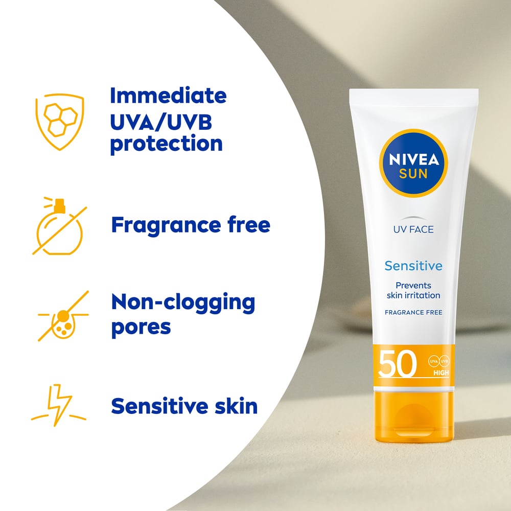 NIVEA SUN Solkräm ansikte UV Face Sensitive Cream SPF50 50 ml