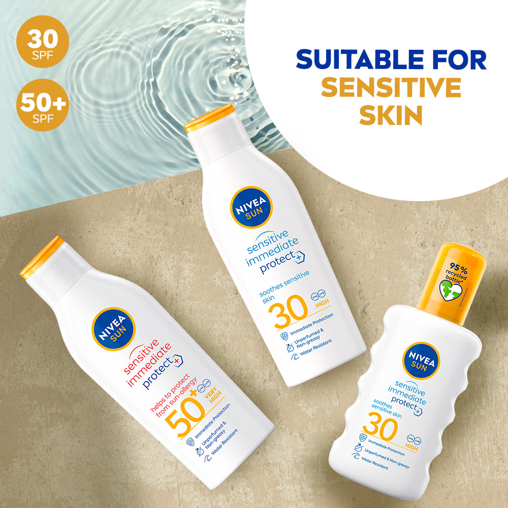 NIVEA SUN Sensitive Immediate Protect SPF30 Soothing Sun Lotion 200 ml