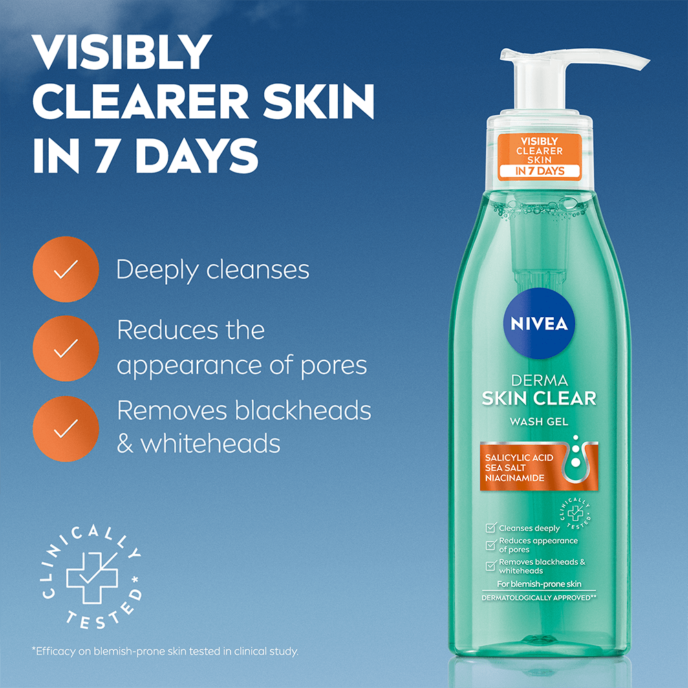 NIVEA Ansiktsrengöring Derma Skin Clear Wash Gel 150 ml