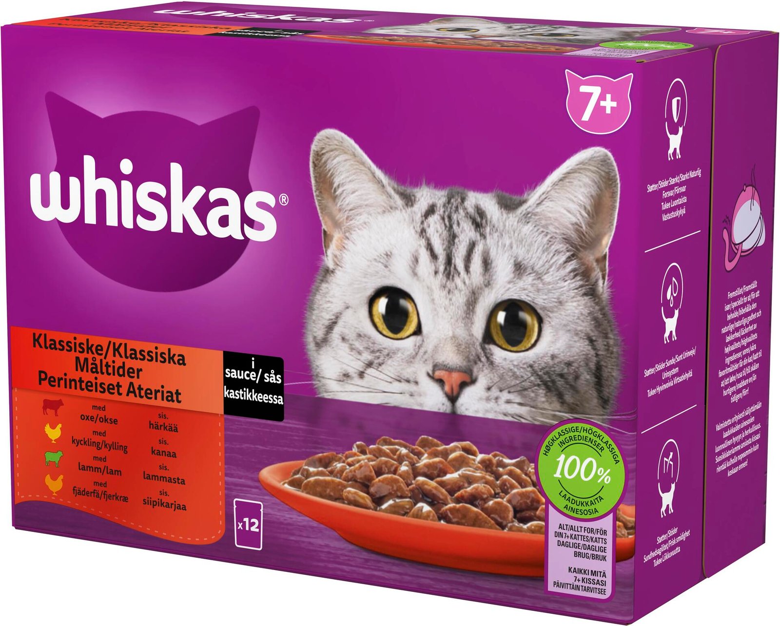 Whiskas Kattmat 7+ Klassiska måltider 12 st