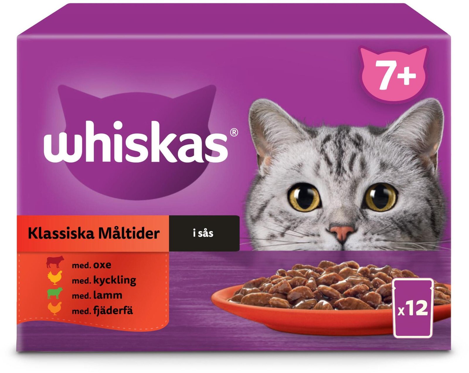 Whiskas Kattmat 7+ Klassiska måltider 12 st
