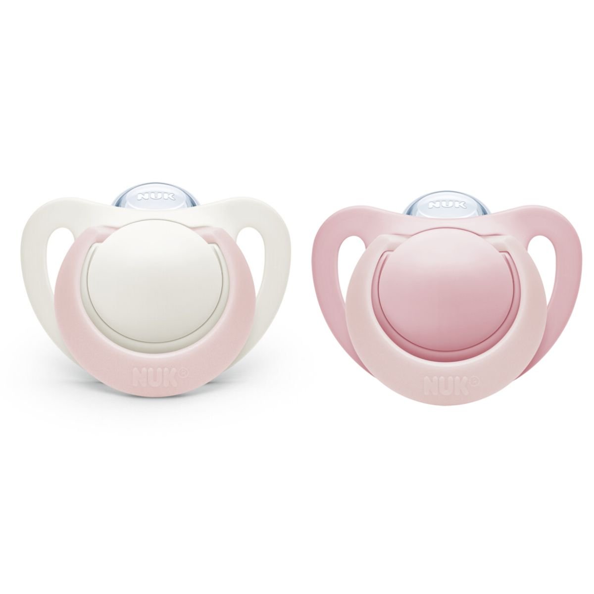 NUK Genius Silicon Napp S1 0-6 Månader Rosa/Vit 2 st