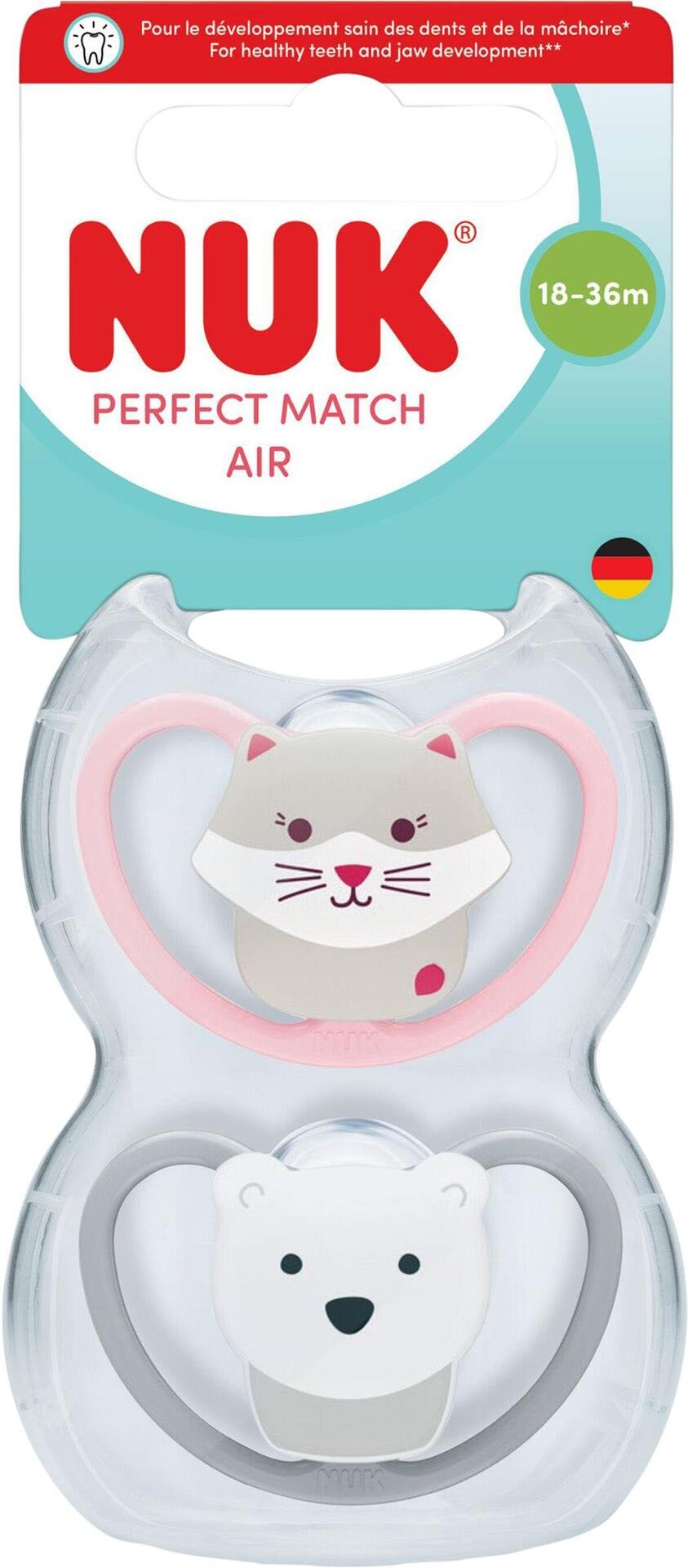 NUK Perfect Match Air Cat/Polarbear, stl 18-36 mån 2 st