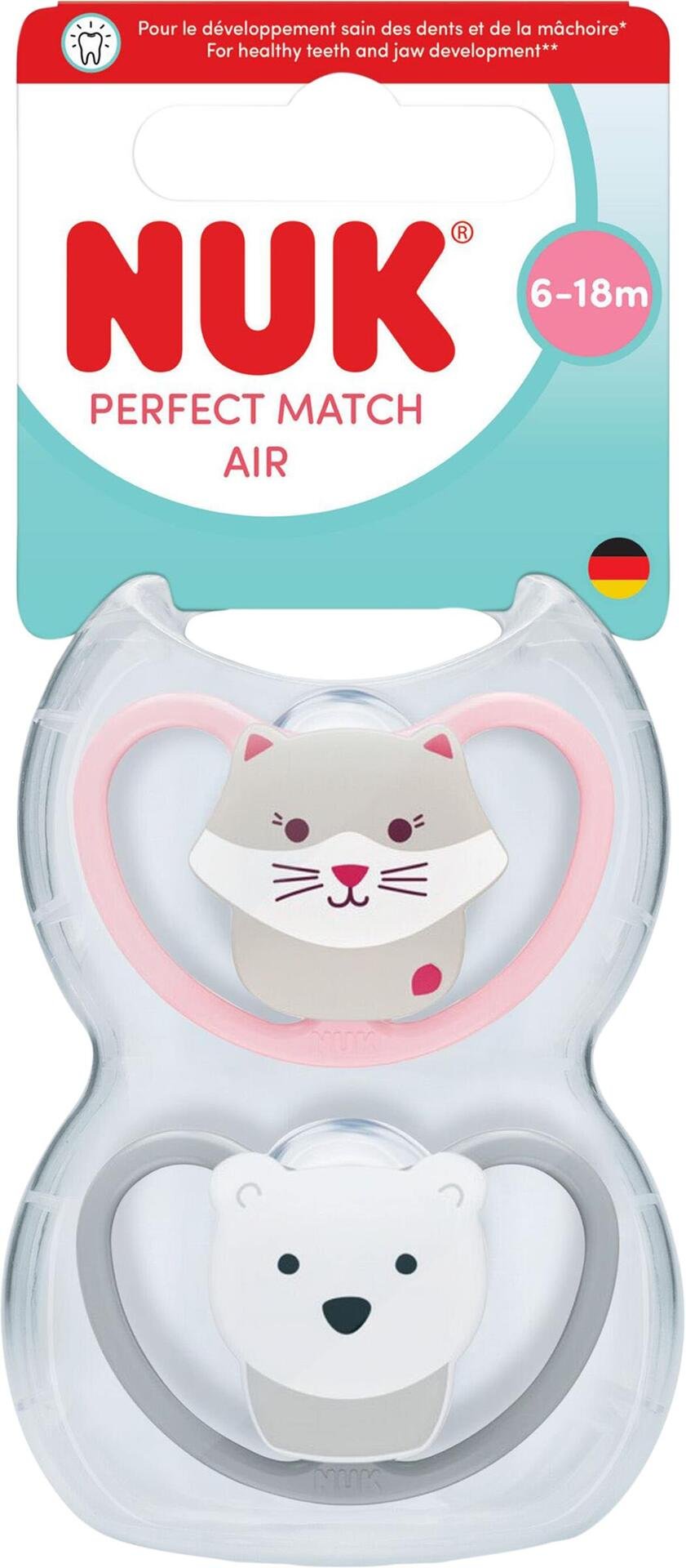 NUK Perfect Match Air Cat/Polarbear, stl 6-18 mån 2 st
