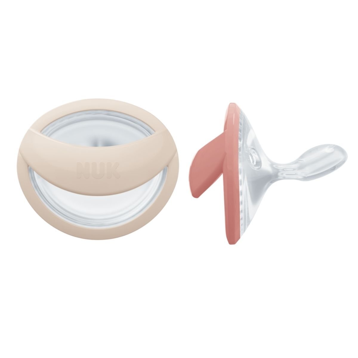 NUK Perfect Match Beige/Red, stl 0-6 mån 2 st