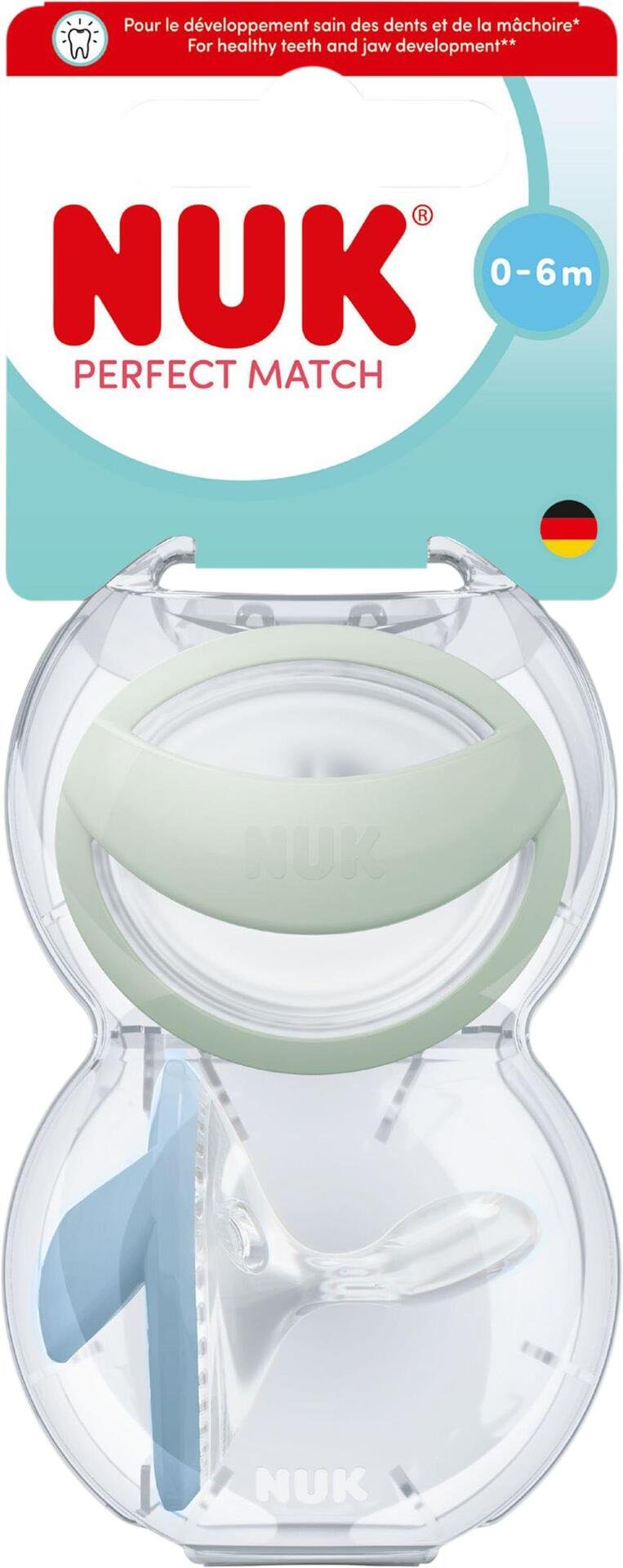 NUK Perfect Match Green/Blue, stl 0-6 mån 2 st