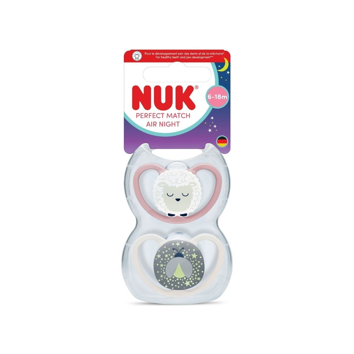 NUK Perfect Match Air Night Sheep, stl 6-18 mån 2 st