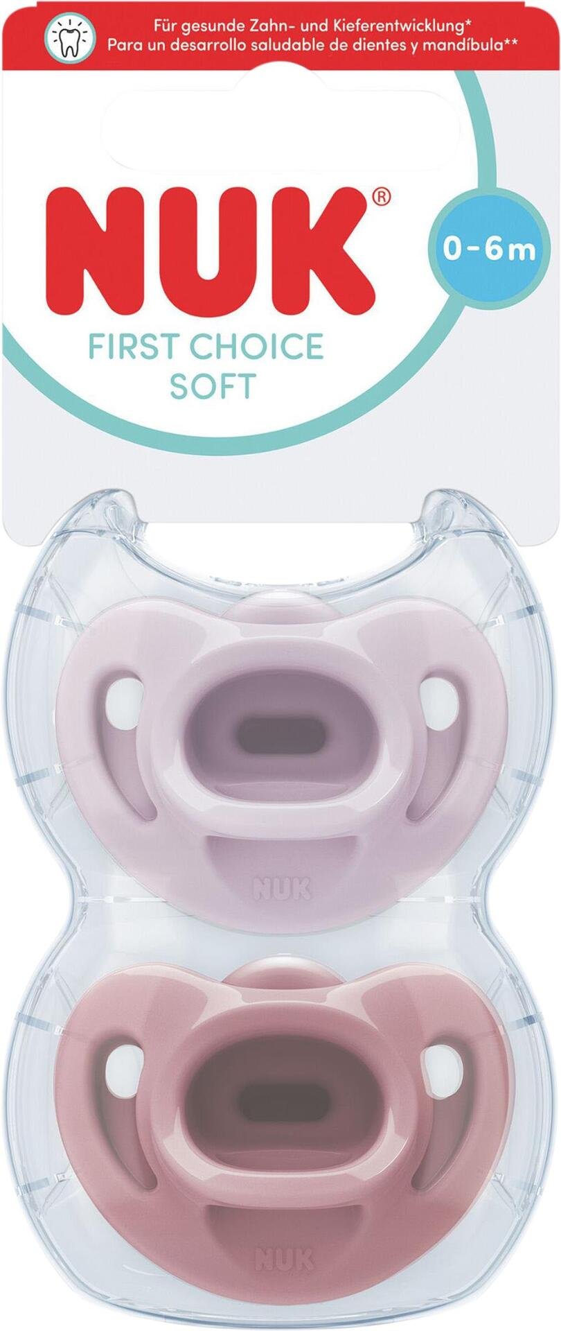 NUK First Choice Soft Purple/Red, stl 0-6 mån 2 st