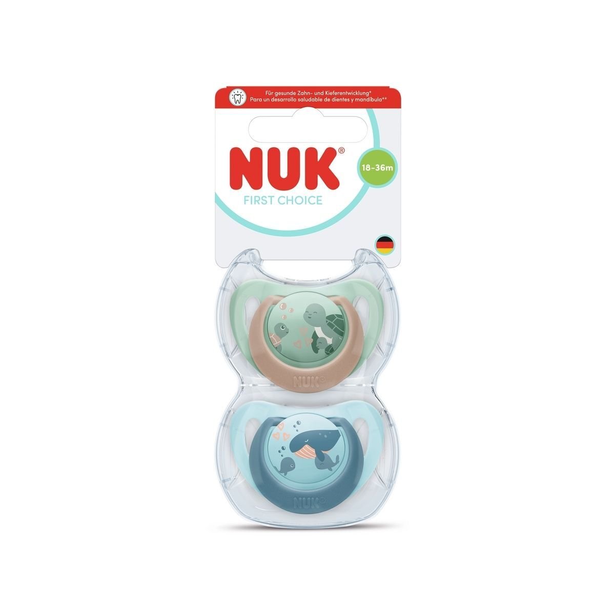 NUK First Choice Turtle/Whale, stl 18-36 mån 2 st