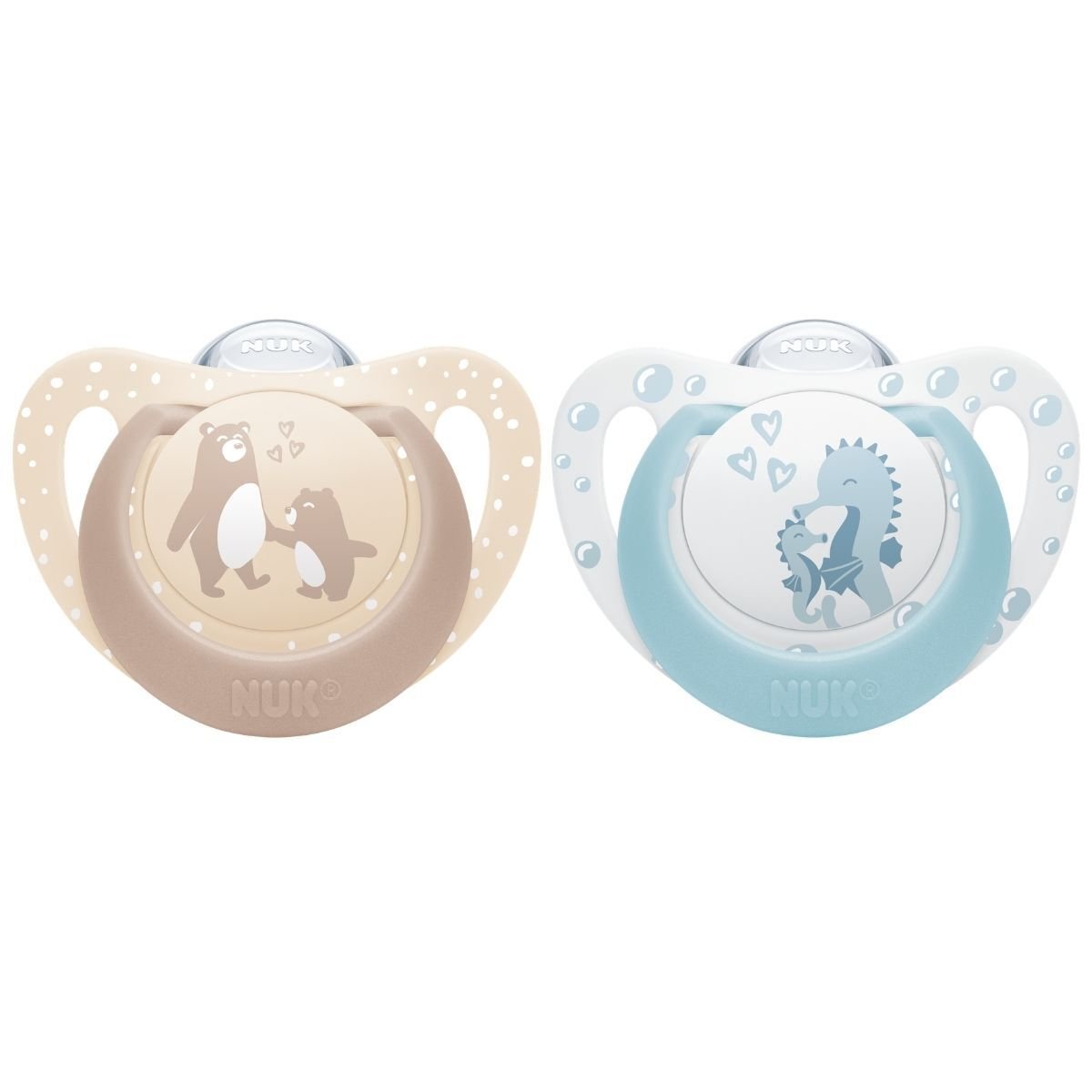 NUK First Choice Bear/Seahorse, stl 0-6 mån 2 st