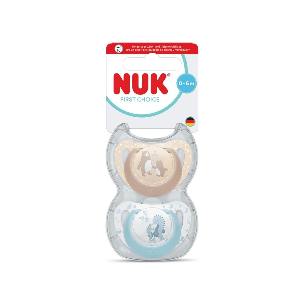 NUK First Choice Bear/Seahorse, stl 0-6 mån 2 st