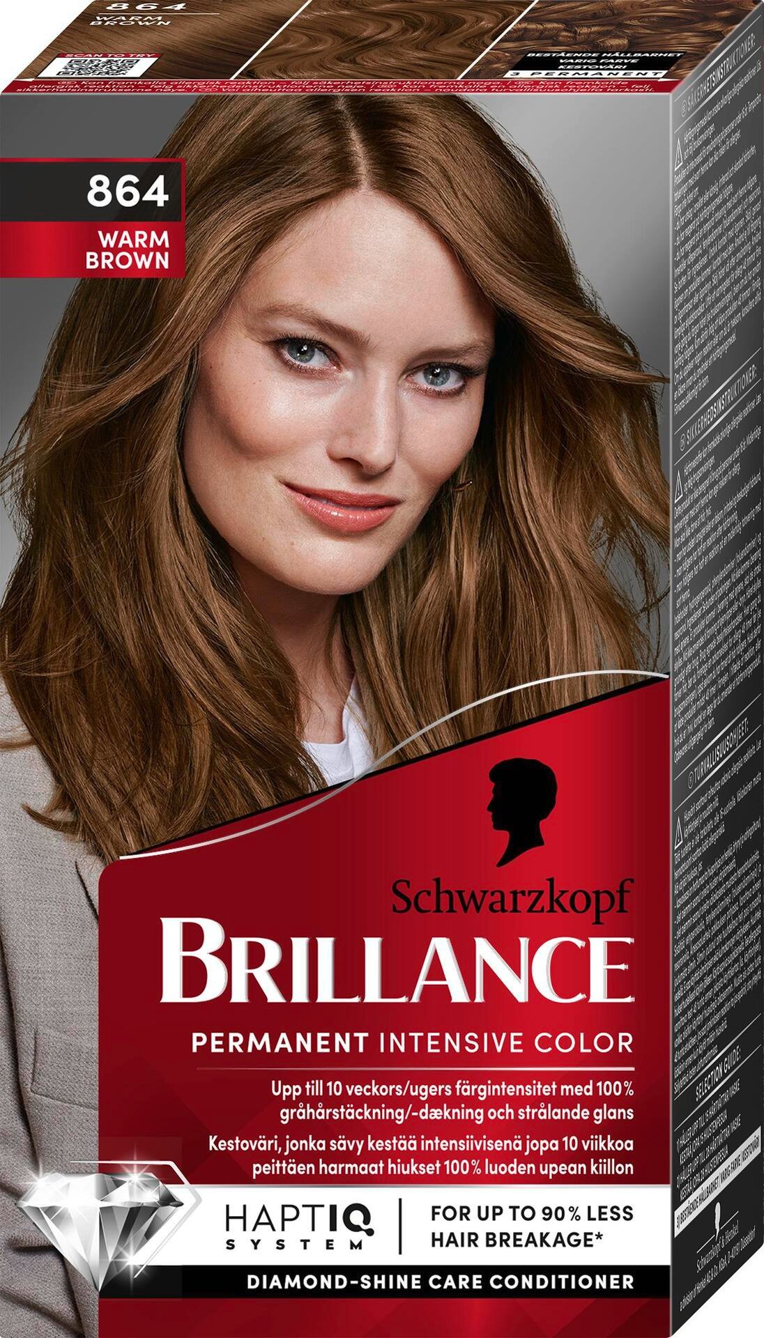 Schwarzkopf Brillance Hårfärg 864 Varm Brun