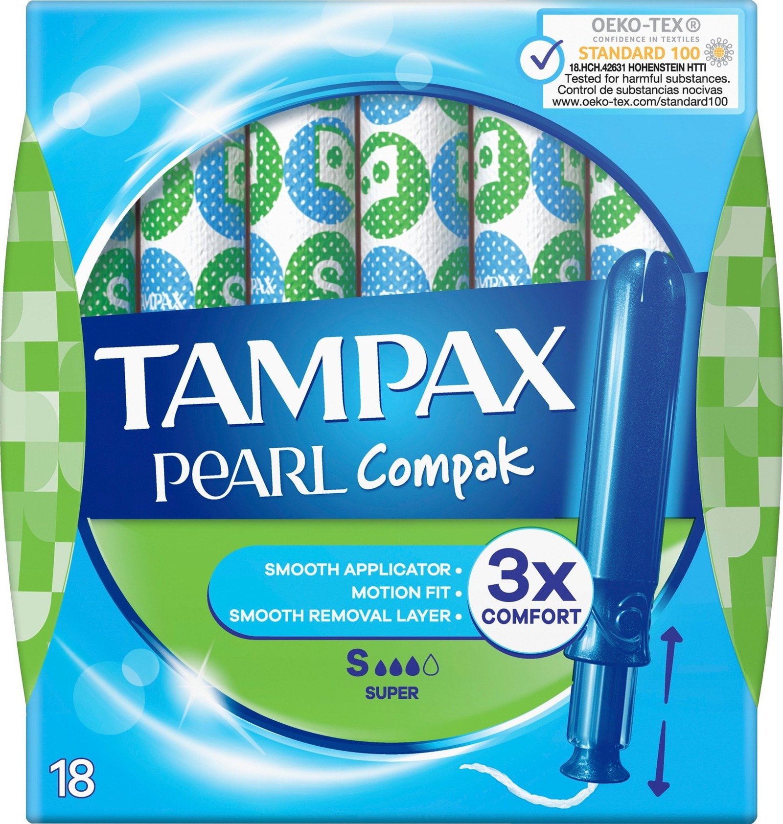 Tampax Compak Pearl Super Tamponger med applikator 18 st