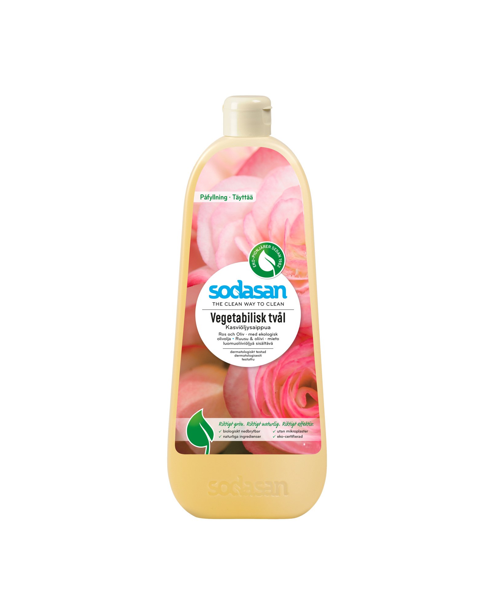 Sodasan Vegetabilisk Tvål Ros & Oliv 1 liter