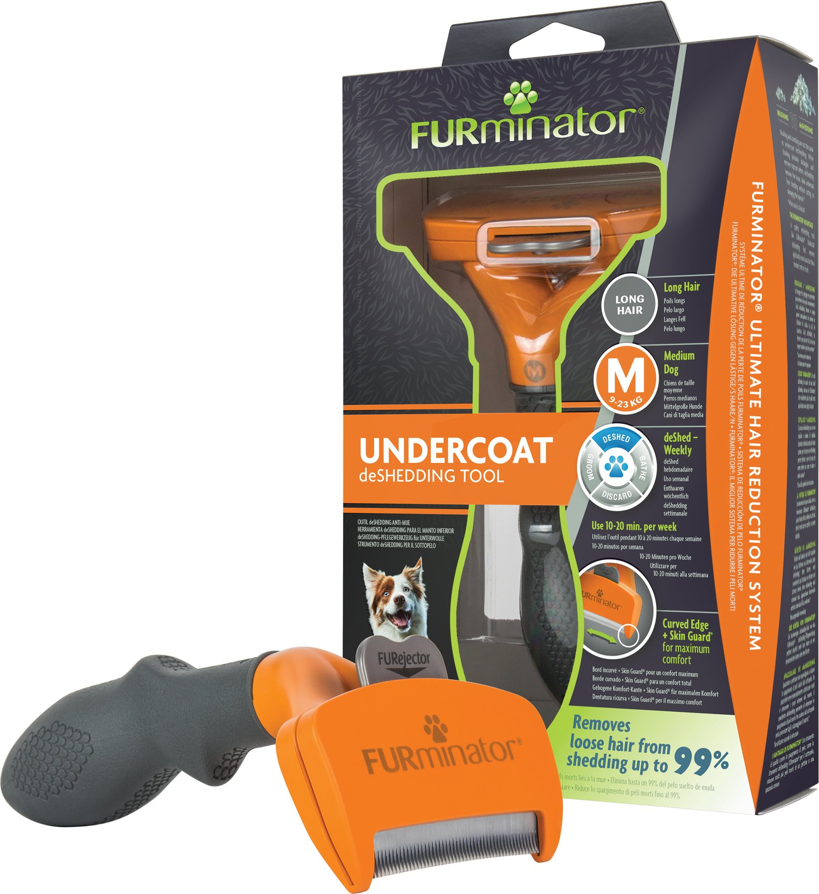 FURminator Pälsborste Medelstora hundar med lång päls 1 st