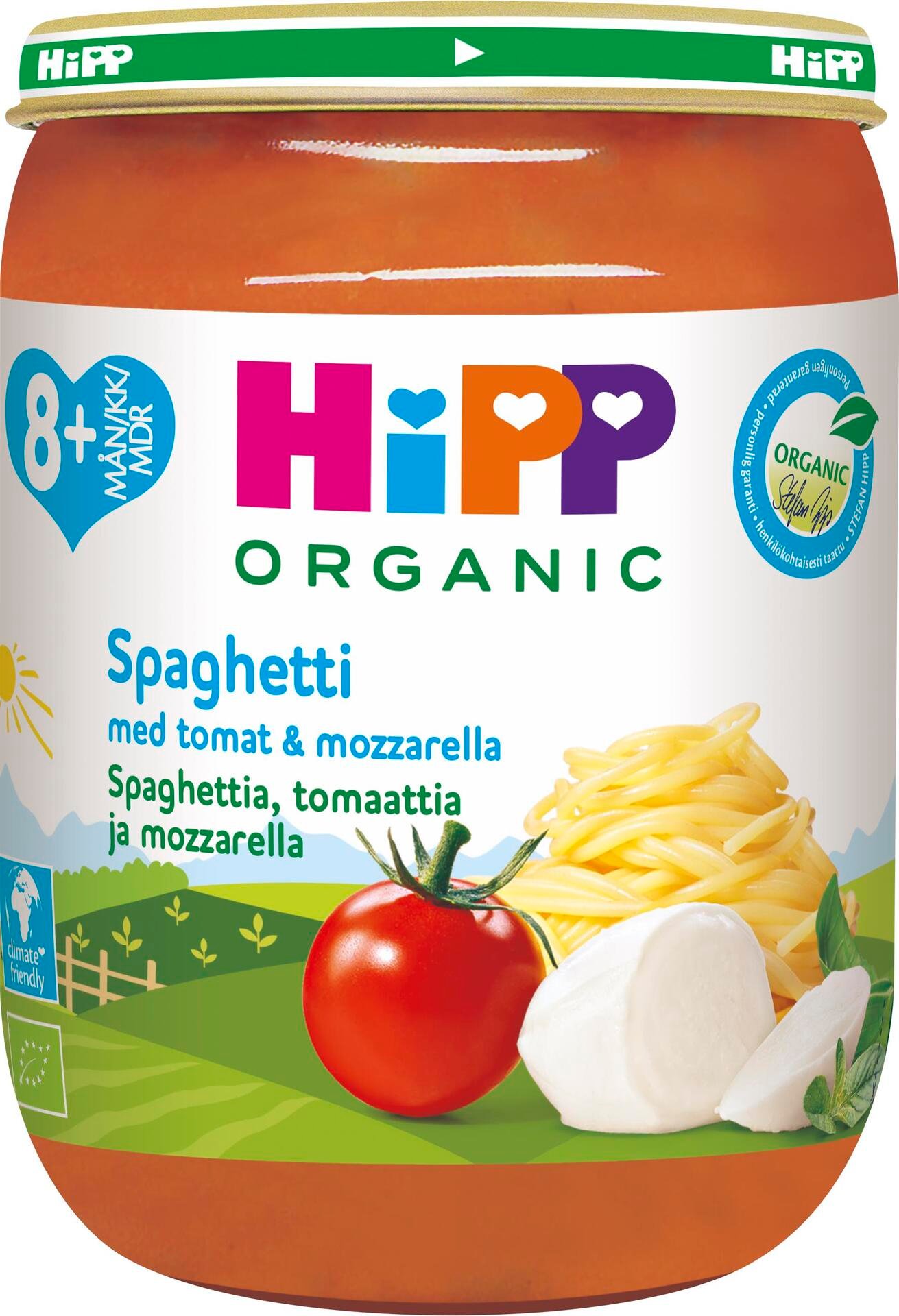 HiPP Spagetti, tomat och mozzarella 8+ månader 190g
