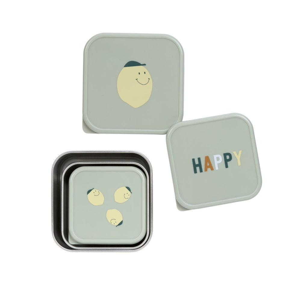 Lässig Snacklådor Rostfritt stål 3 delar Happy Fruits Lemon