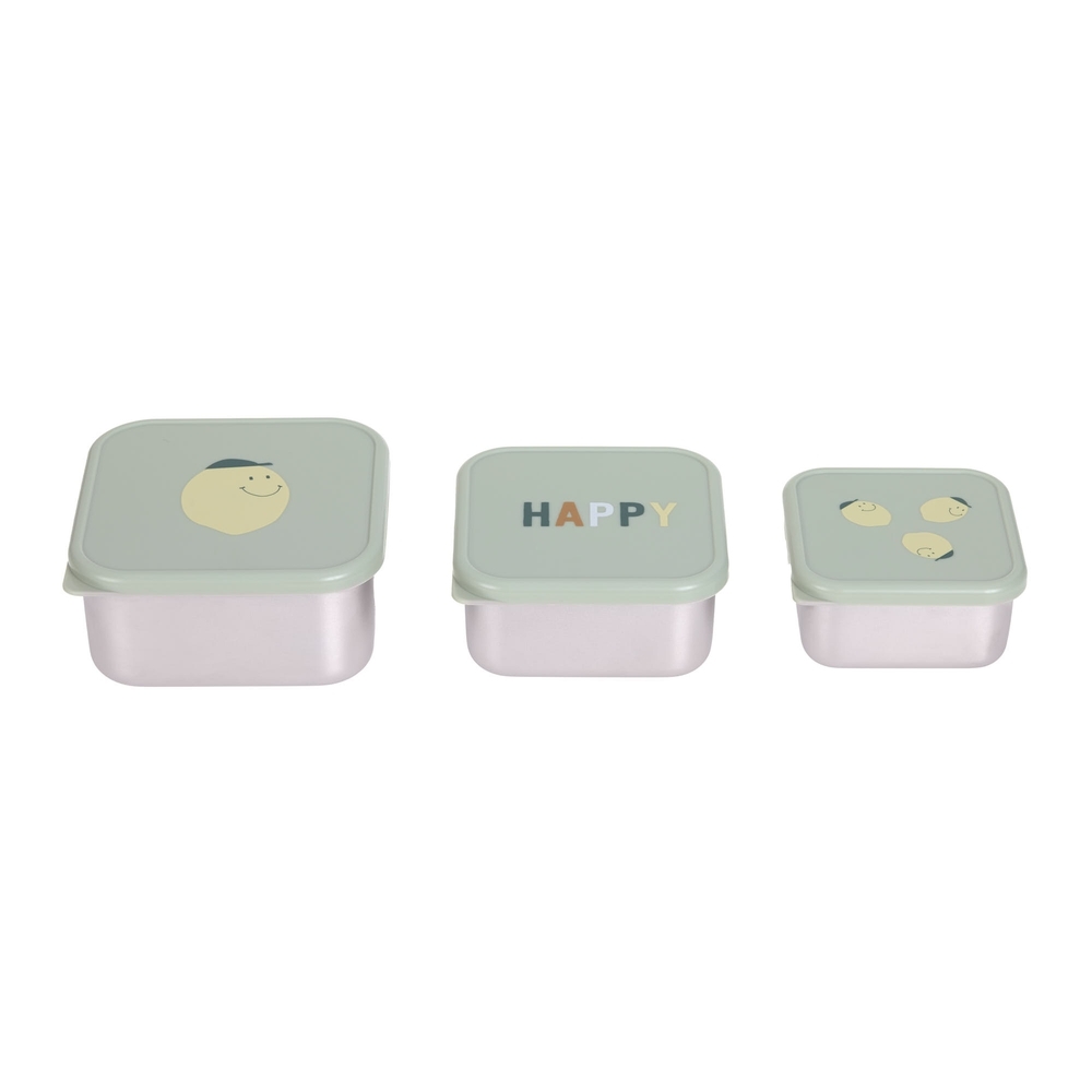 Lässig Snacklådor Rostfritt stål 3 delar Happy Fruits Lemon