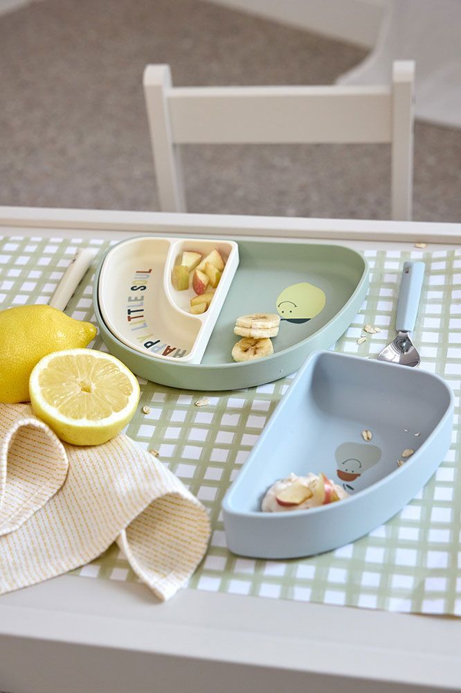 Lässig Happy Fruits Lemon Tallrik Med Fack Slikon set 3 delar Happy Fruits Lemon