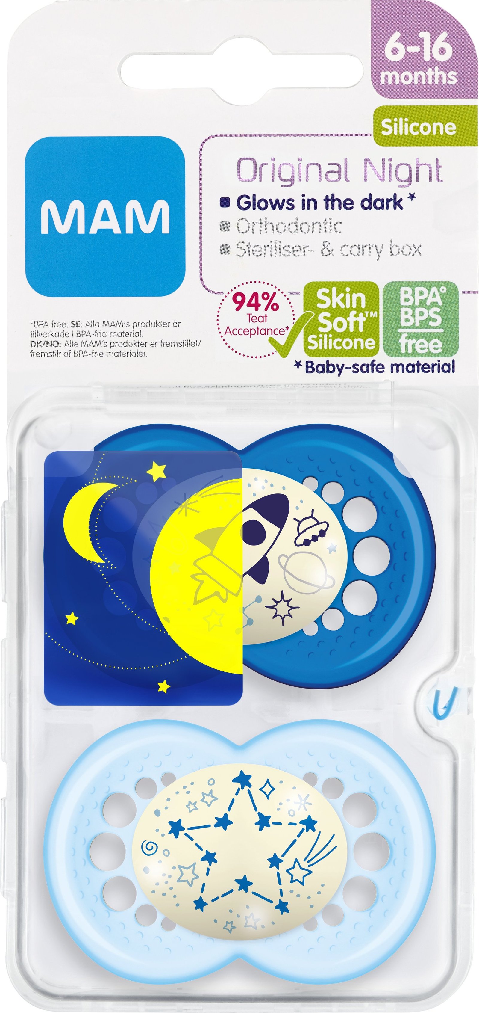 MAM Original Night Nappar 6-16 Månader Silikon 2 st - Olika färger