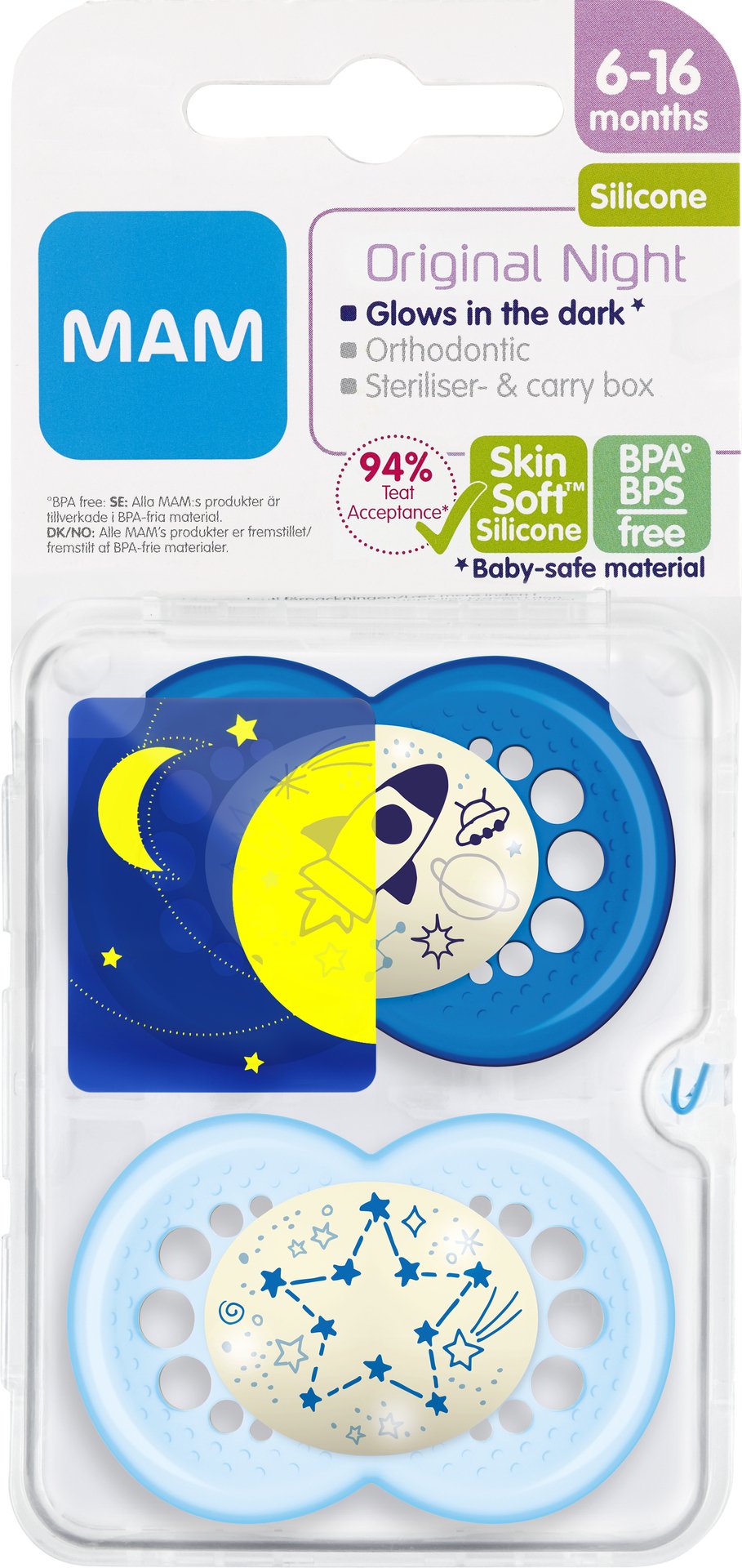 MAM Original Night Nappar 6-16 Månader Silikon 2 st - Olika färger