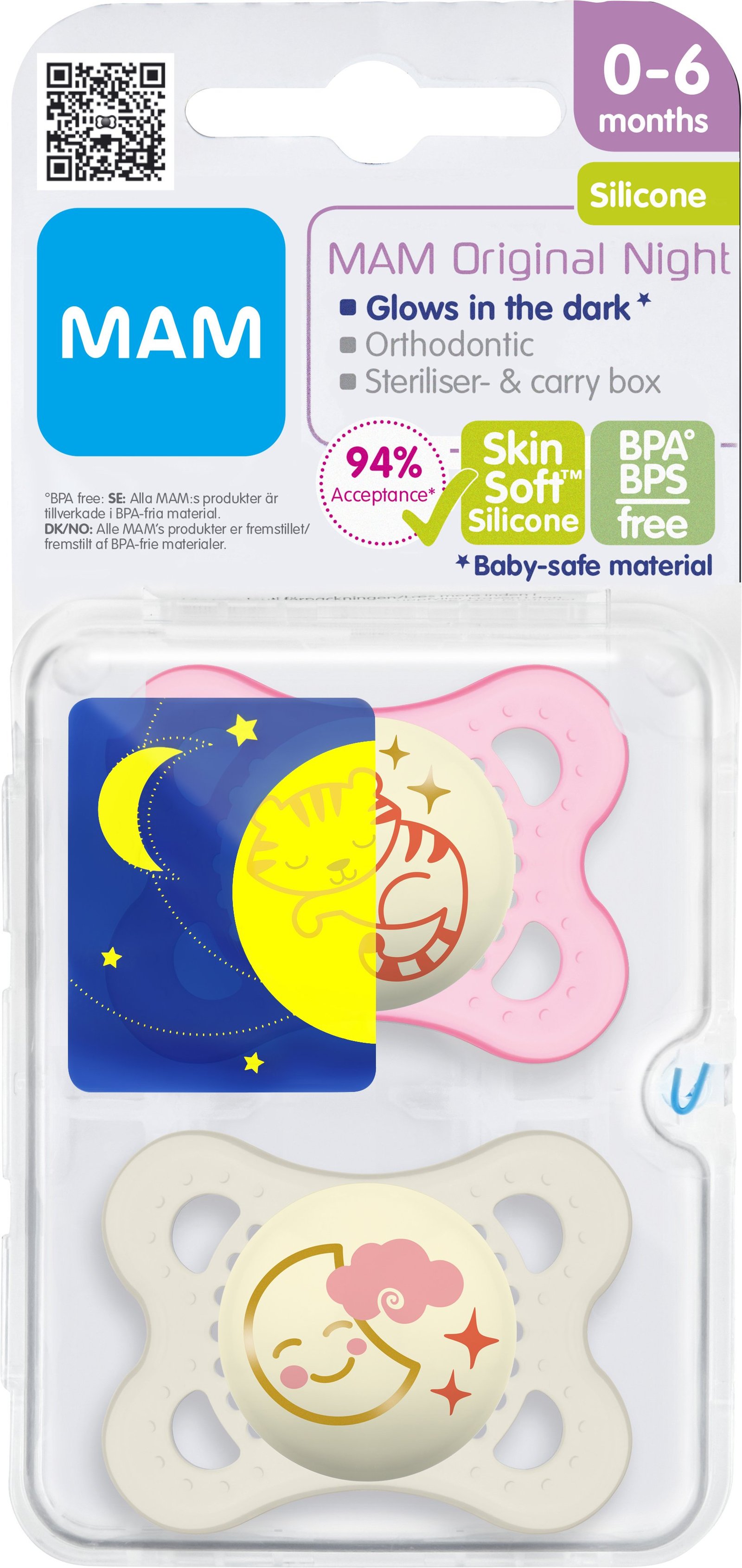 MAM Original Night Nappar 0-6 Månader Silikon 2 st - Olika färger