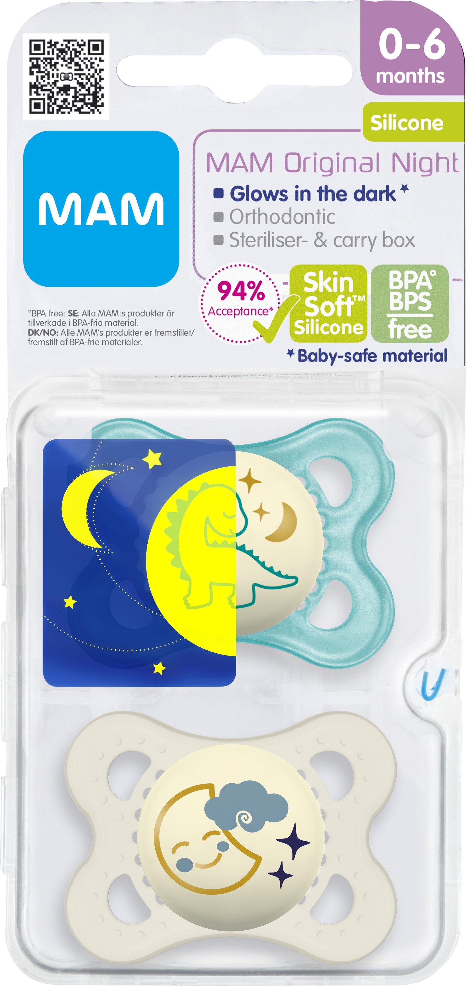 MAM Original Night Nappar 0-6 Månader Silikon 2 st - Olika färger