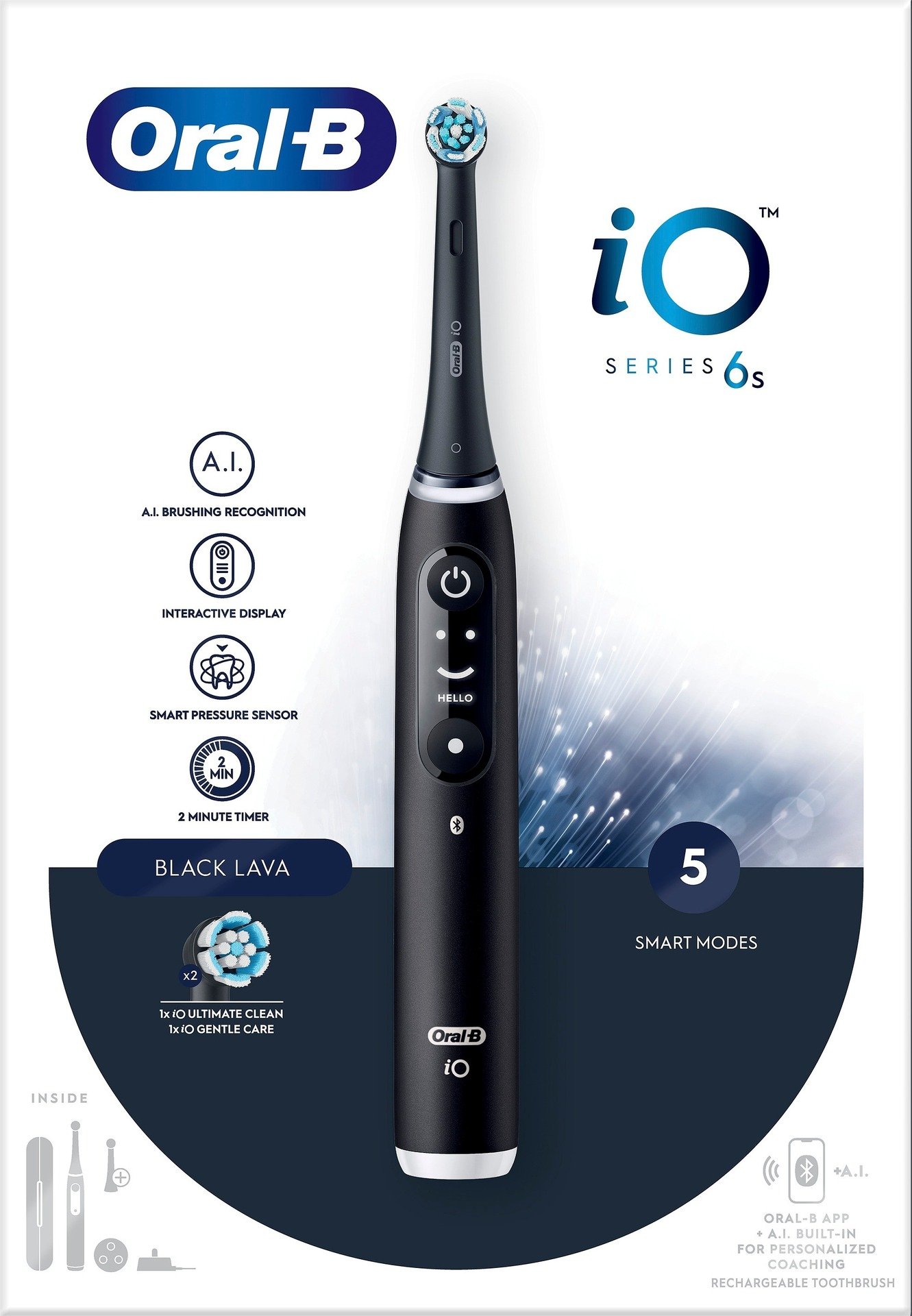 Oral-B iO 6S Black Eltandborste Designed By Braun 1 st